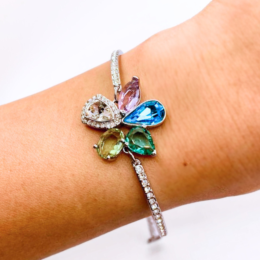 Pulsera Flor de Colores - Silver