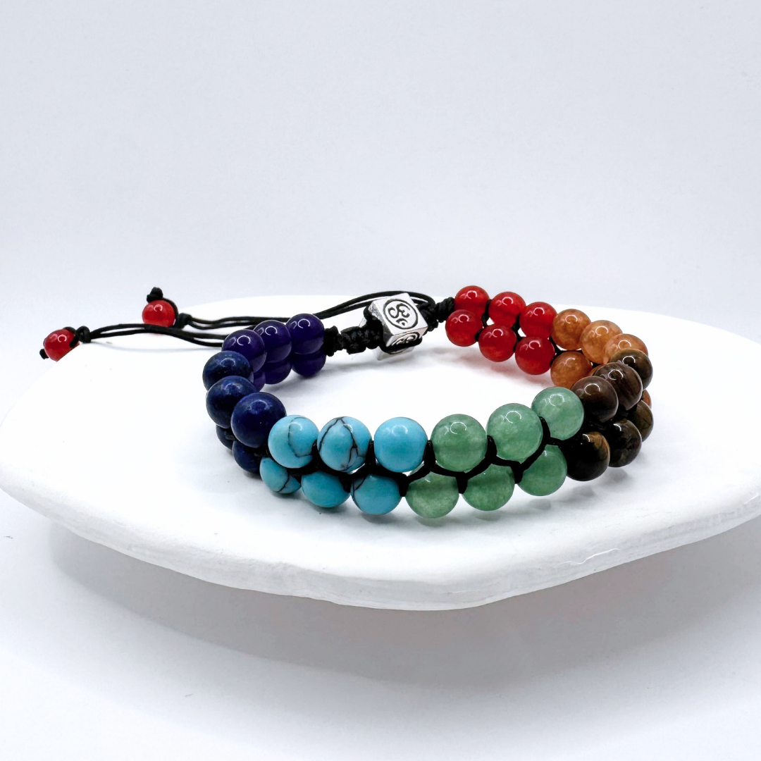 Pulsera Tejida 7 Chakras - Silver