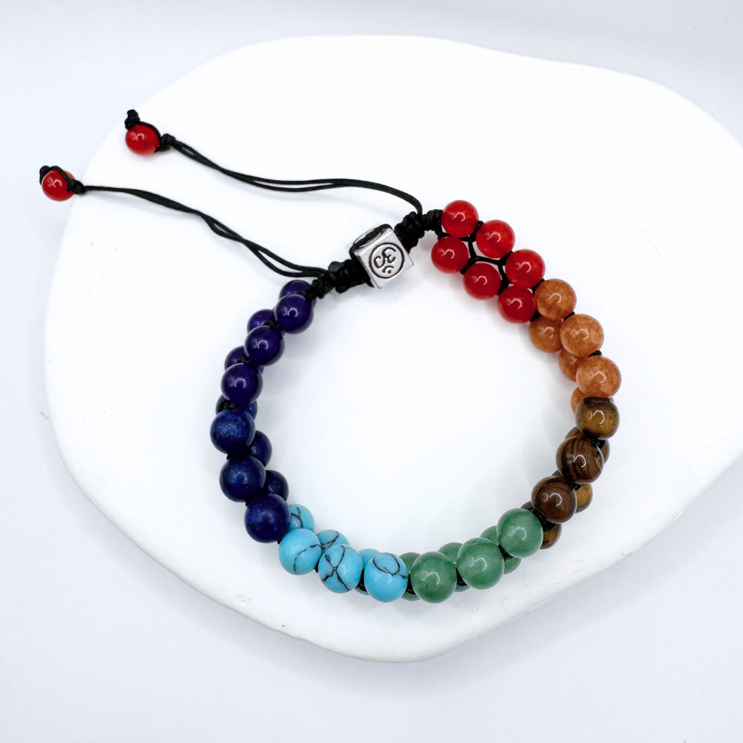 Pulsera Tejida 7 Chakras - Silver