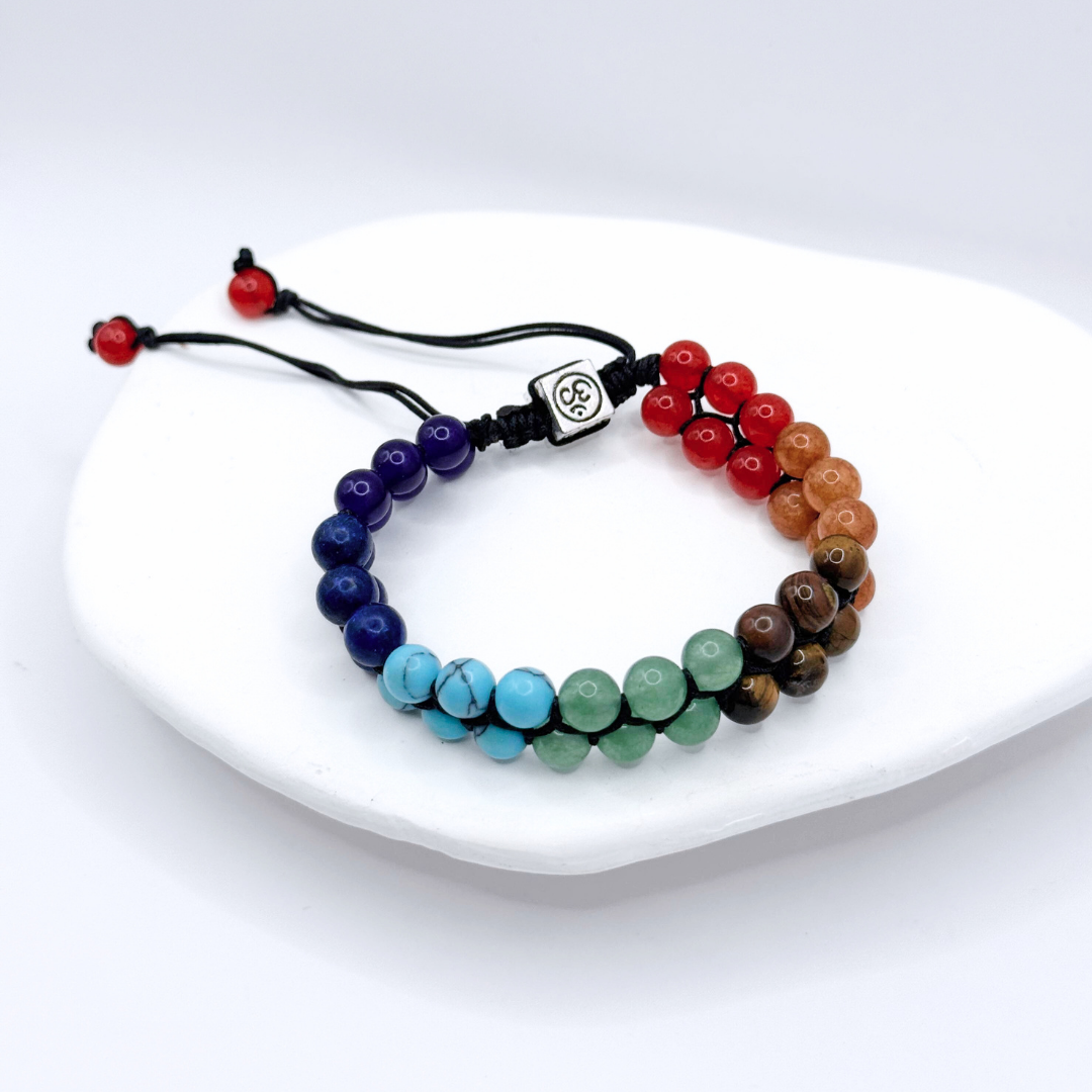 Pulsera Tejida 7 Chakras - Silver