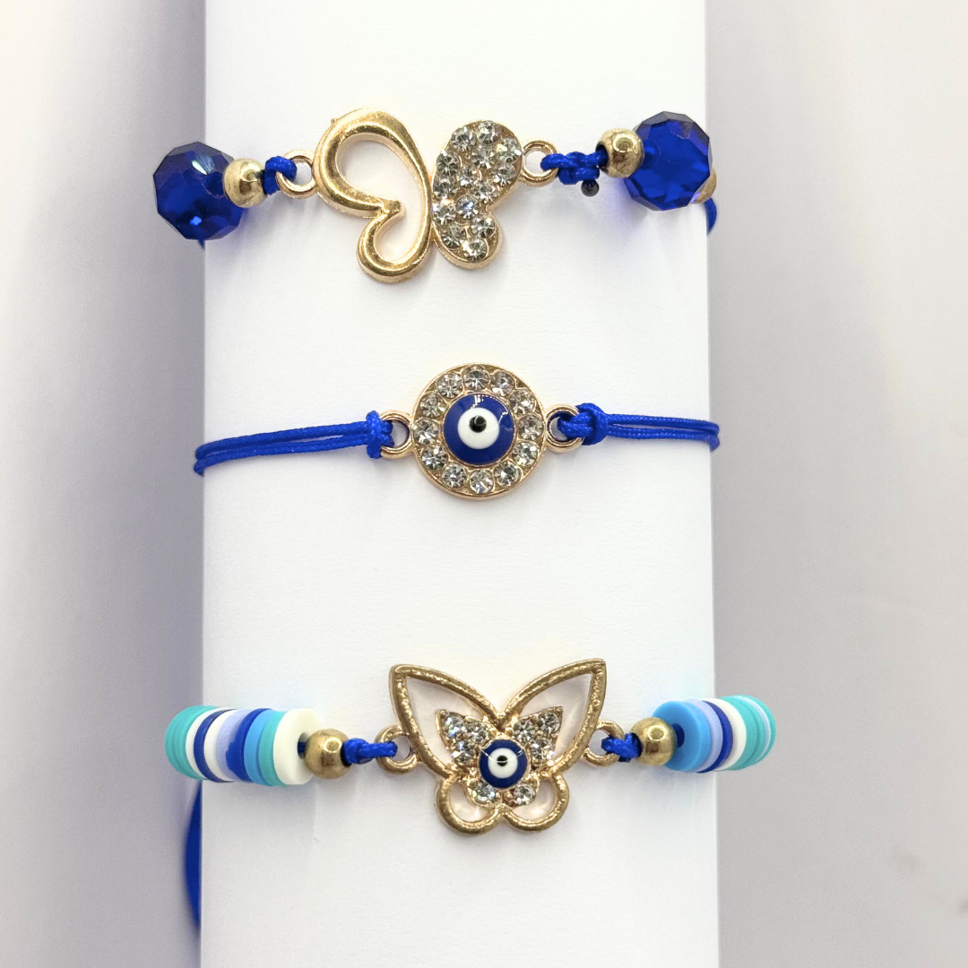 Set Pulseras Ojo Turco y Mariposas - Gold