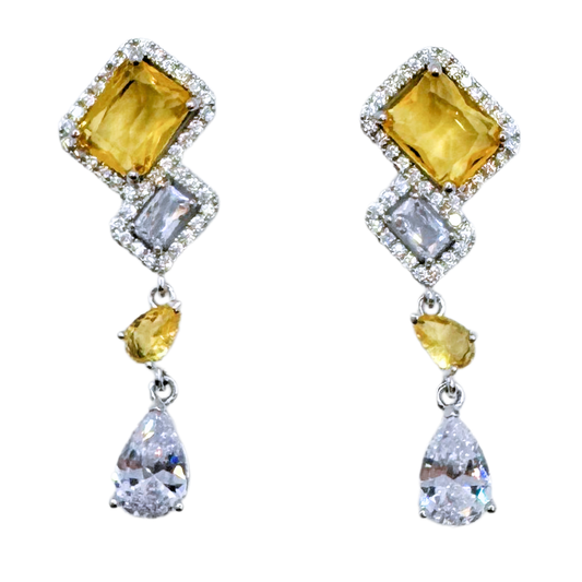 Aros Fiesta Gotas y Rectángulos - Silver