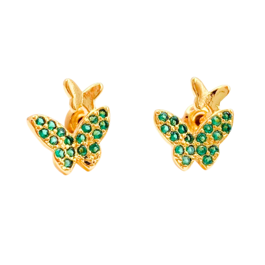 Aros Mariposa Esmeraldas - Gold