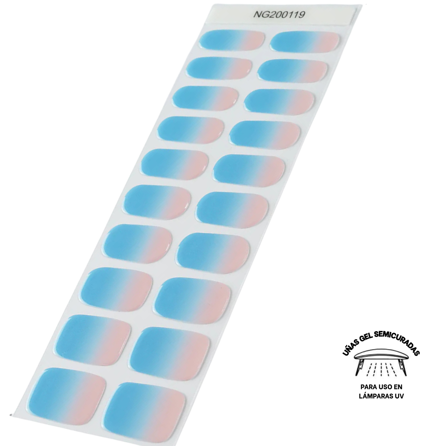 Uñas Gel Semi Curado Manicure - Sunrise Degrade Celeste Rosado