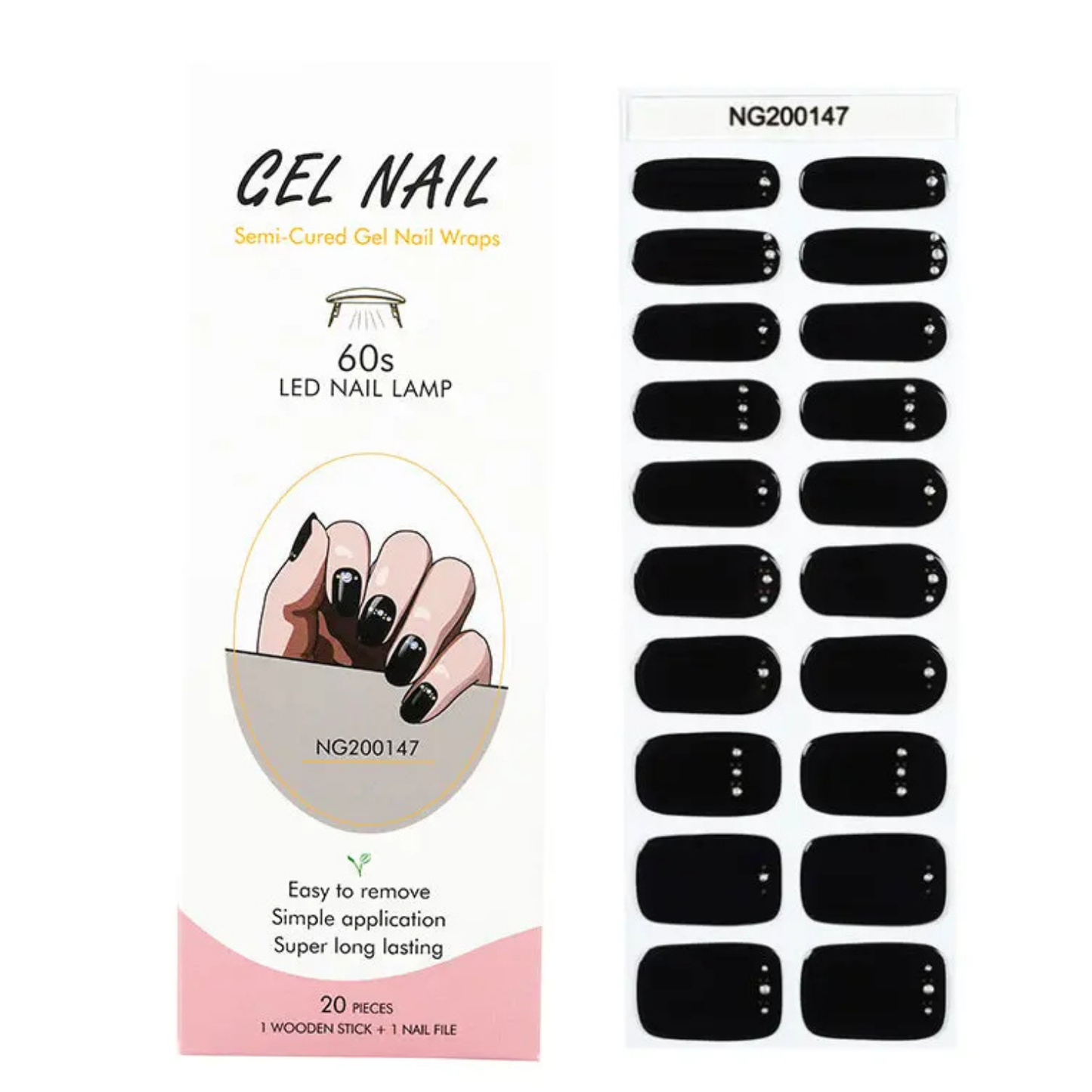 Uñas Gel Semi Curado Manicure - Negro Corona De Brillitos