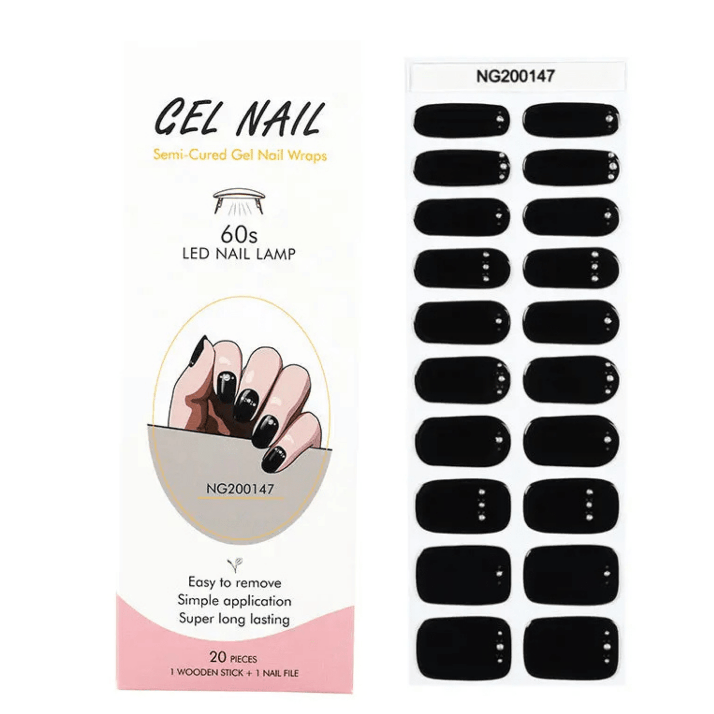 Uñas Gel Semi Curado Manicure - Negro Corona De Brillitos - Nordvik London