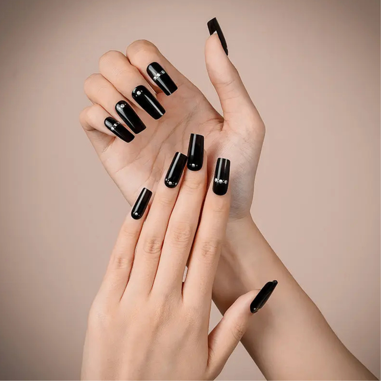 Uñas Gel Semi Curado Manicure - Negro Corona De Brillitos