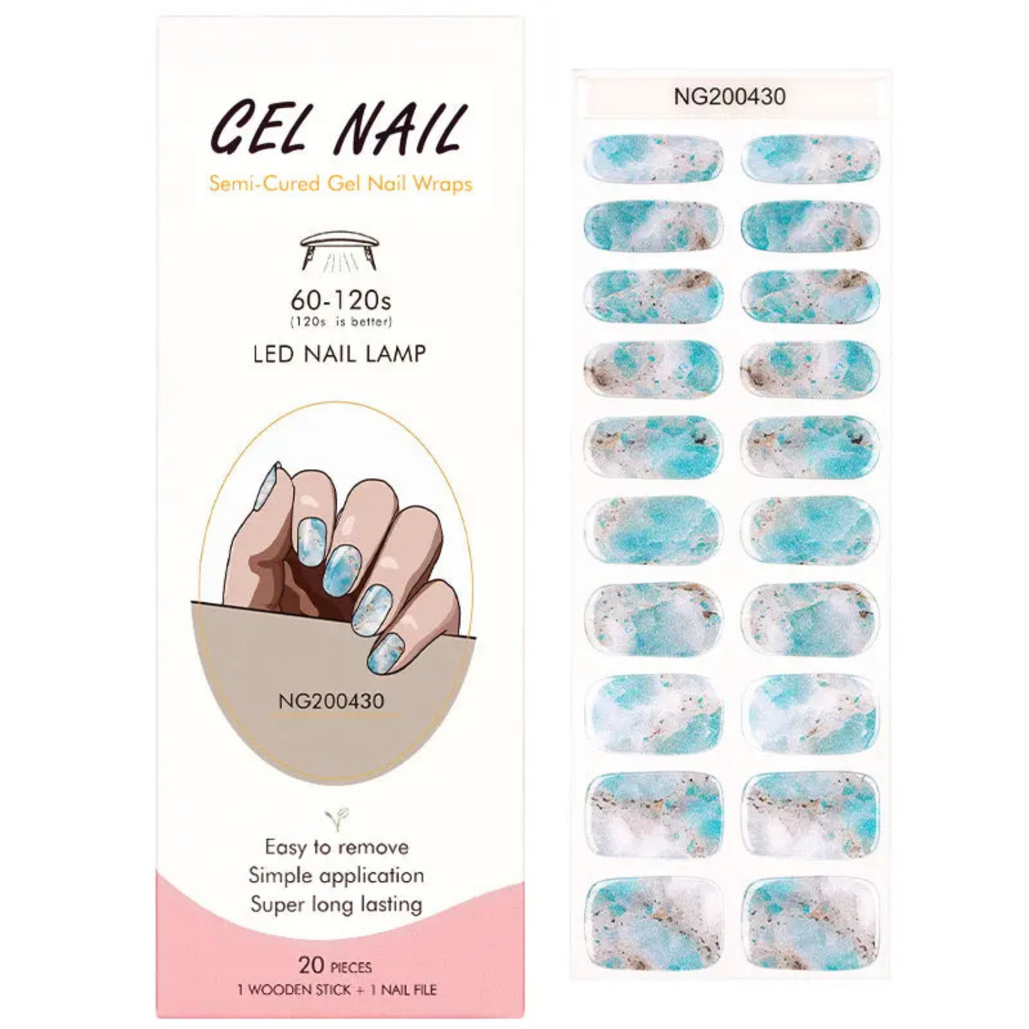 Uñas Gel Semi curado Manicure - Azul Drive ( Manchitas Celestes, blancas y plateado con brillos)