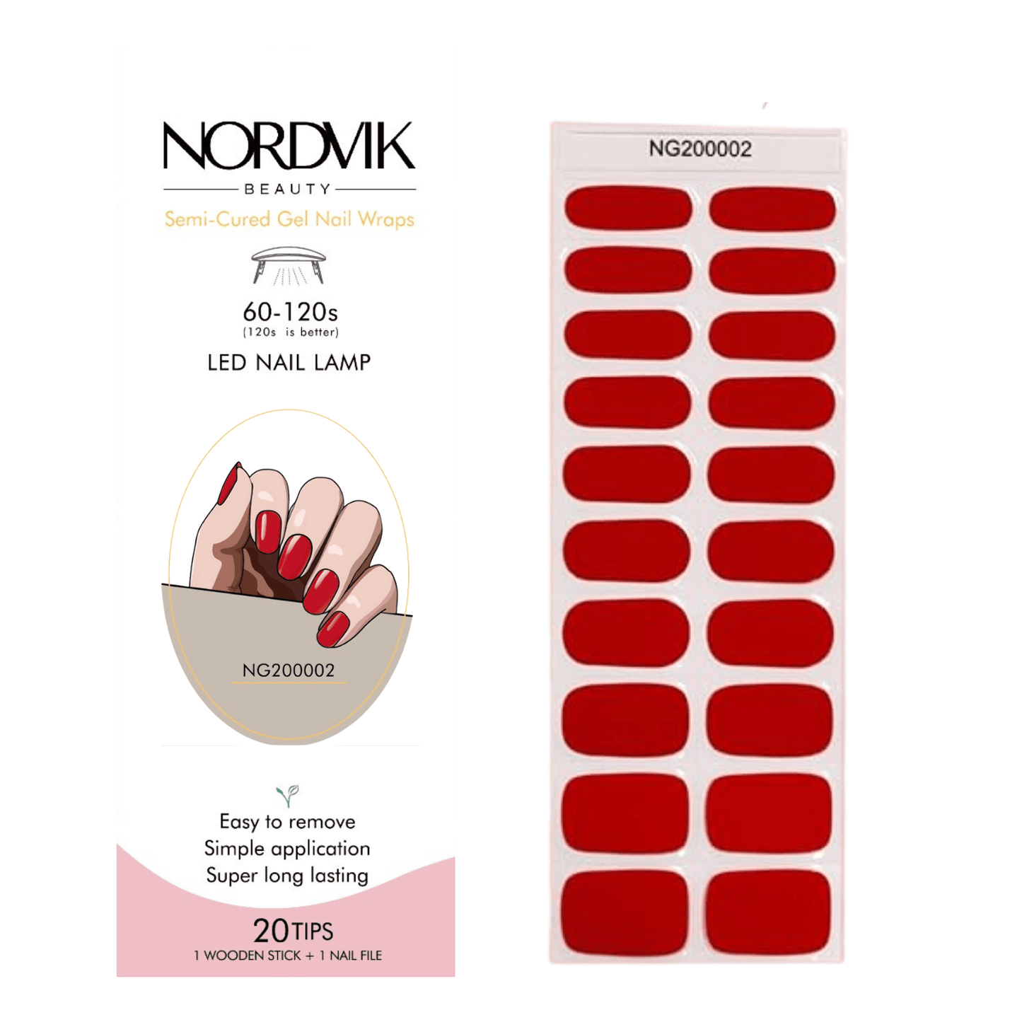 Uñas Gel Semi curado Manicure - Rojo Brillante Solido - Nordvik London