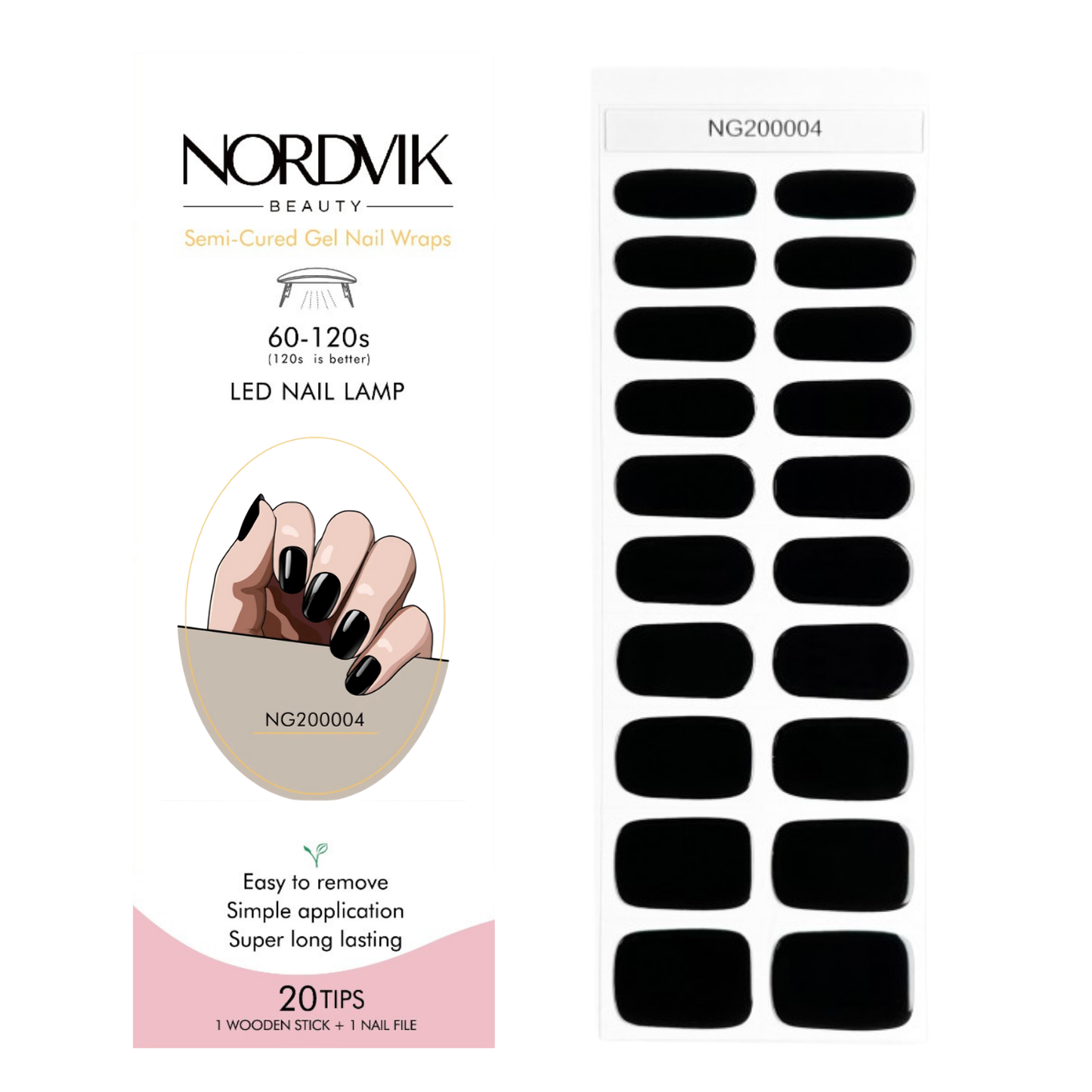Uñas Gel Semi curado Manicure - Negro Elegante solido