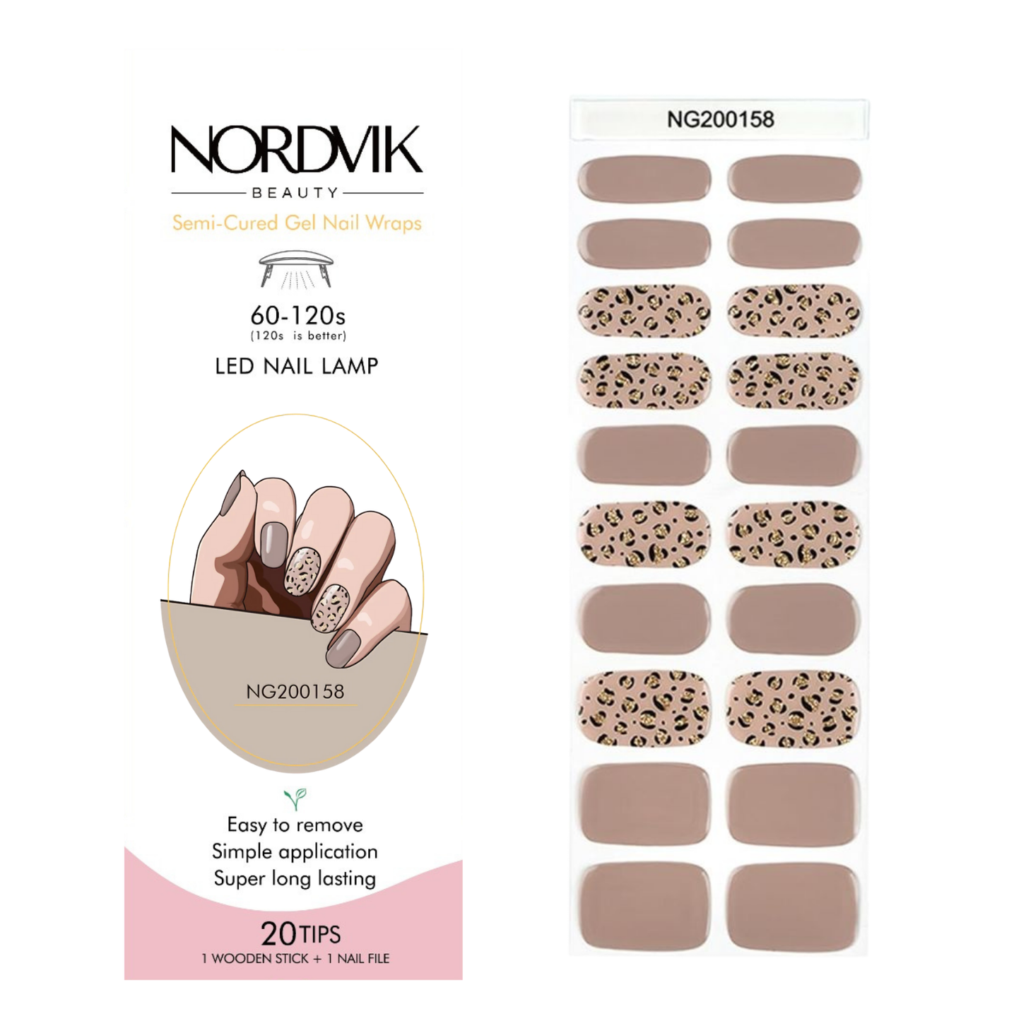 Uñas Gel Semi curado Manicure - Glam Leopard