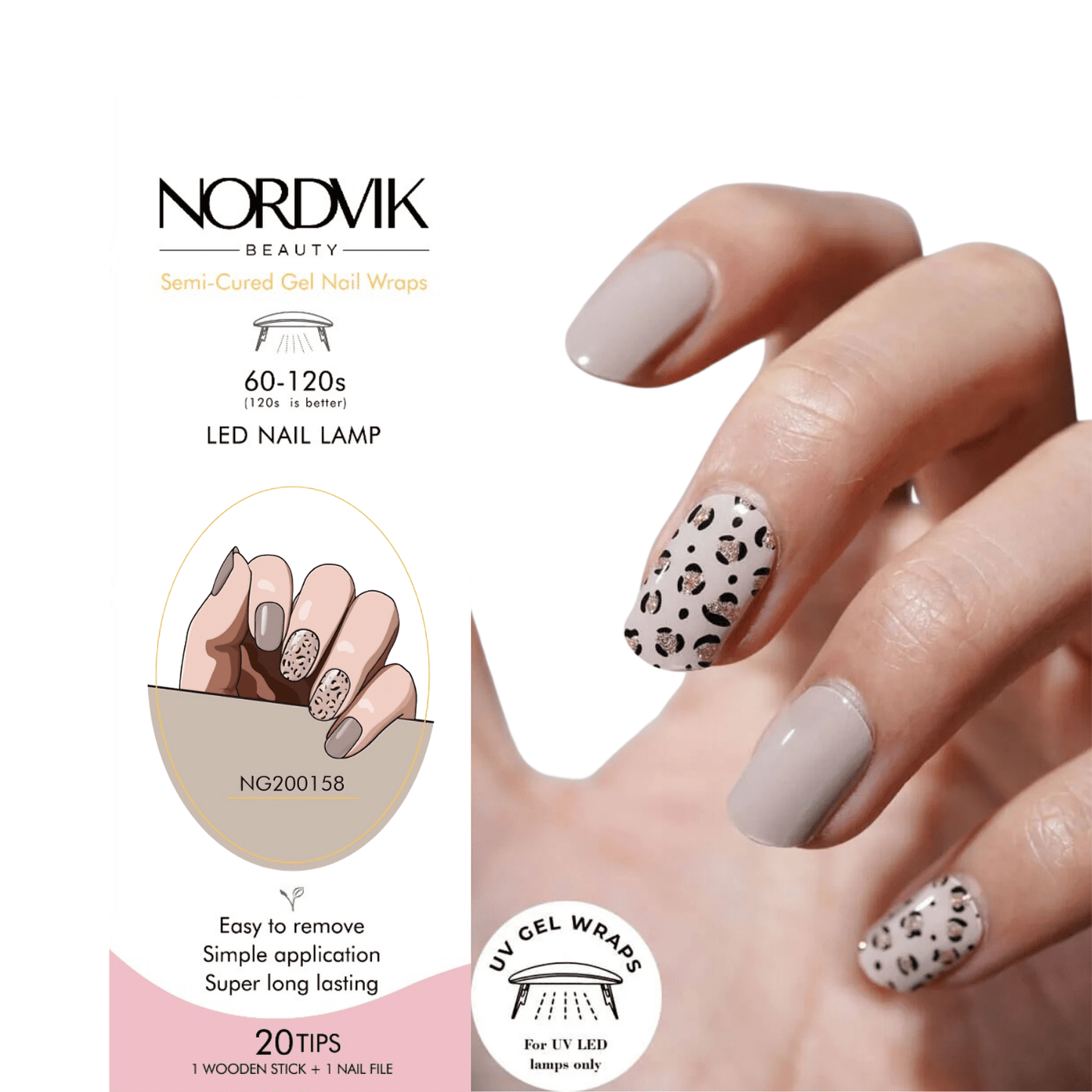 Uñas Gel Semi curado Manicure - Glam Leopard - Nordvik London