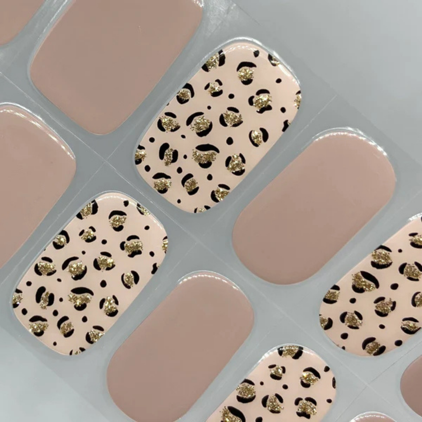 Uñas Gel Semi curado Manicure - Glam Leopard