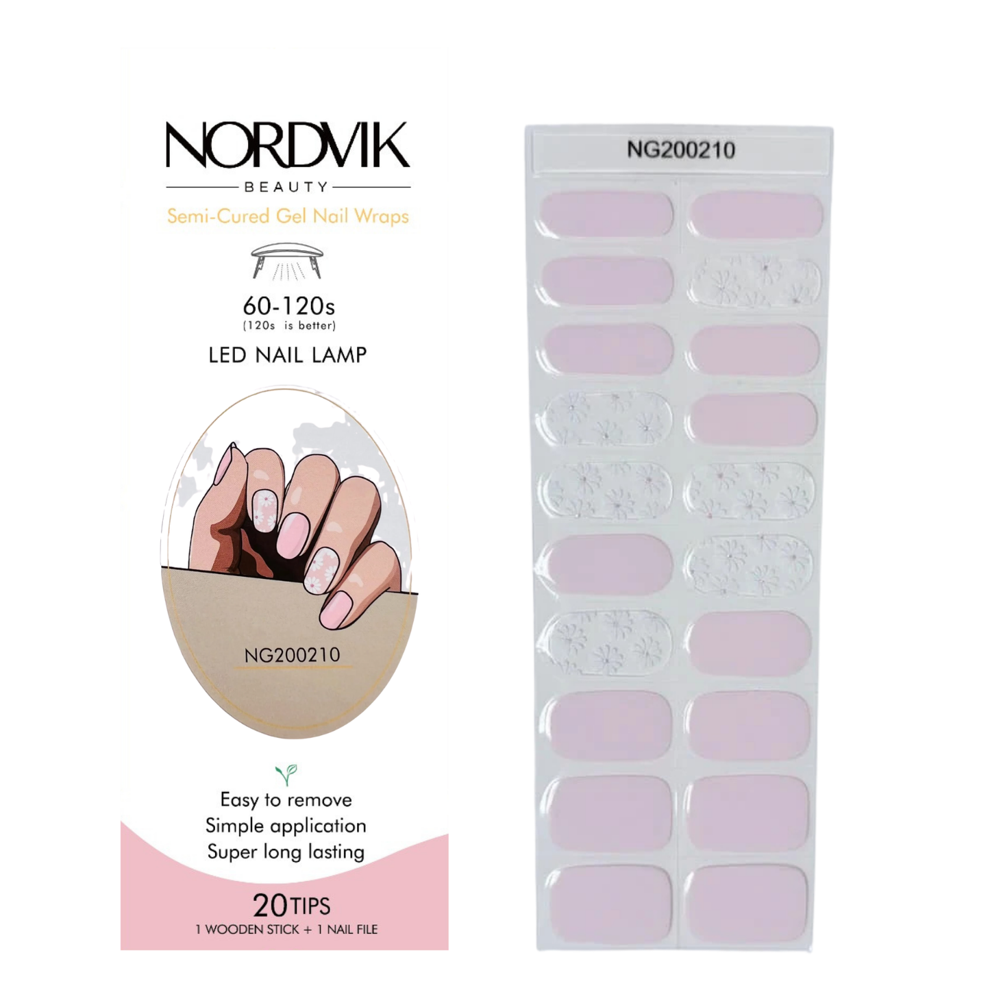 Uñas Gel Semi curado Manicure - Rosadas con Margaritas Blancas
