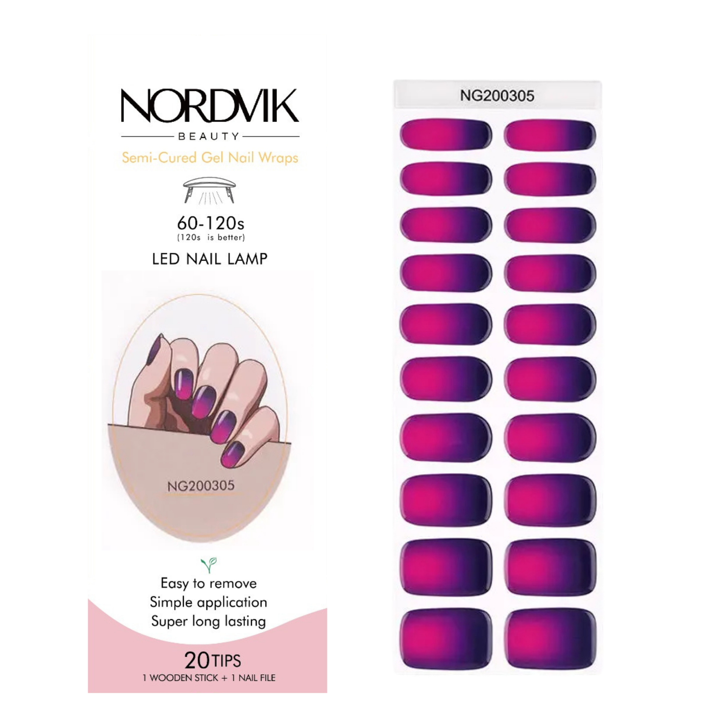 Uñas Gel Semi curado Manicure - Ombré Morado a rosa