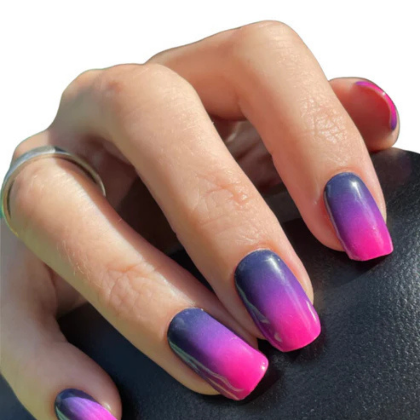 Uñas Gel Semi curado Manicure - Ombré Morado a rosa