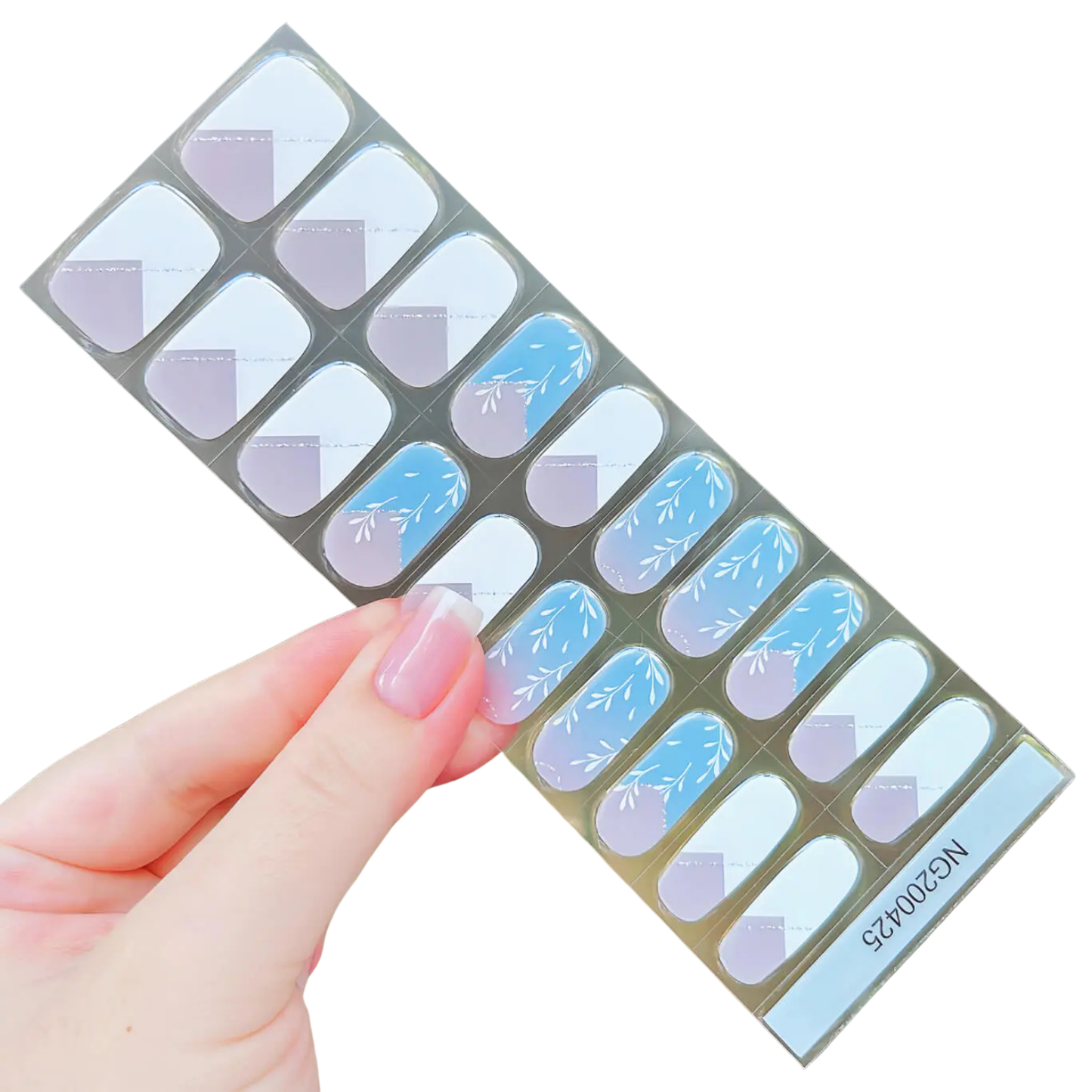 Uñas Gel Semi curado Manicure - Degradé Azul pastel y Francesa Blanca
