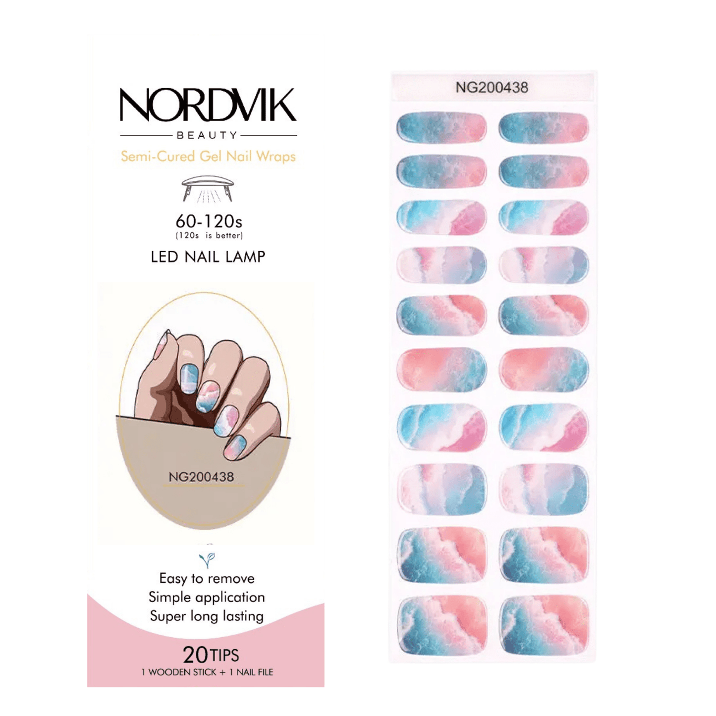 Uñas Gel Semi curado Manicure - Marmoledo Rosa y Azul pastel - Nordvik London