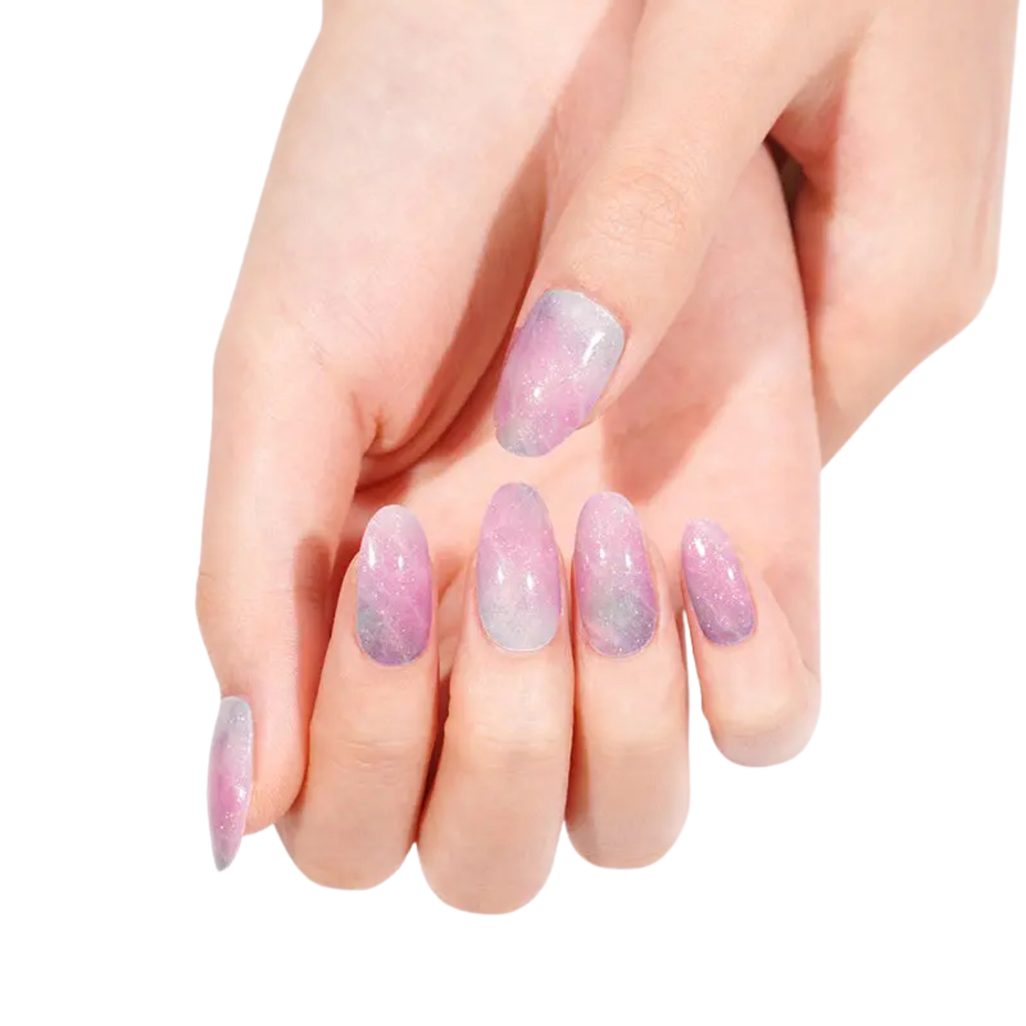 Uñas Gel Semi curado Manicure - Galaxy Rosa Lila con Brillo
