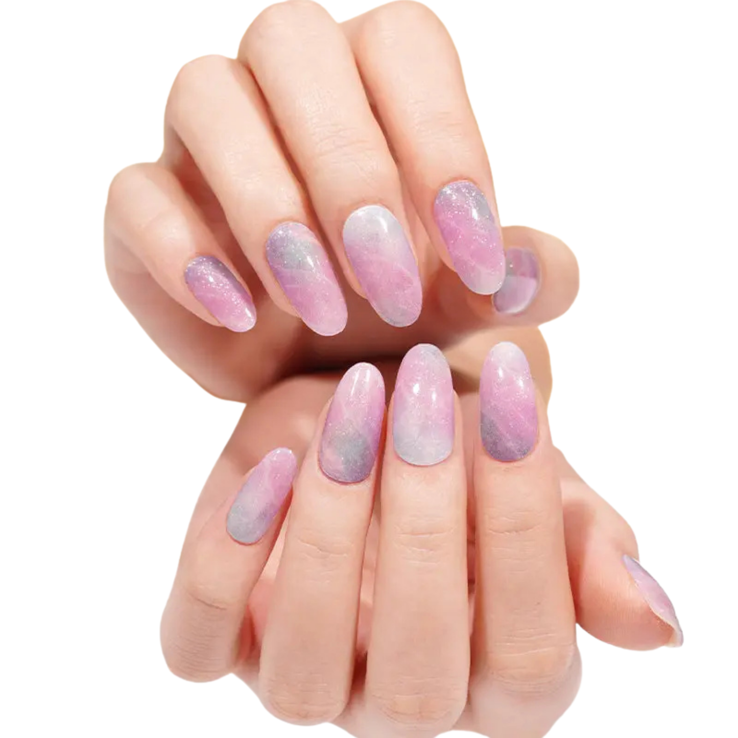 Uñas Gel Semi curado Manicure - Galaxy Rosa Lila con Brillo