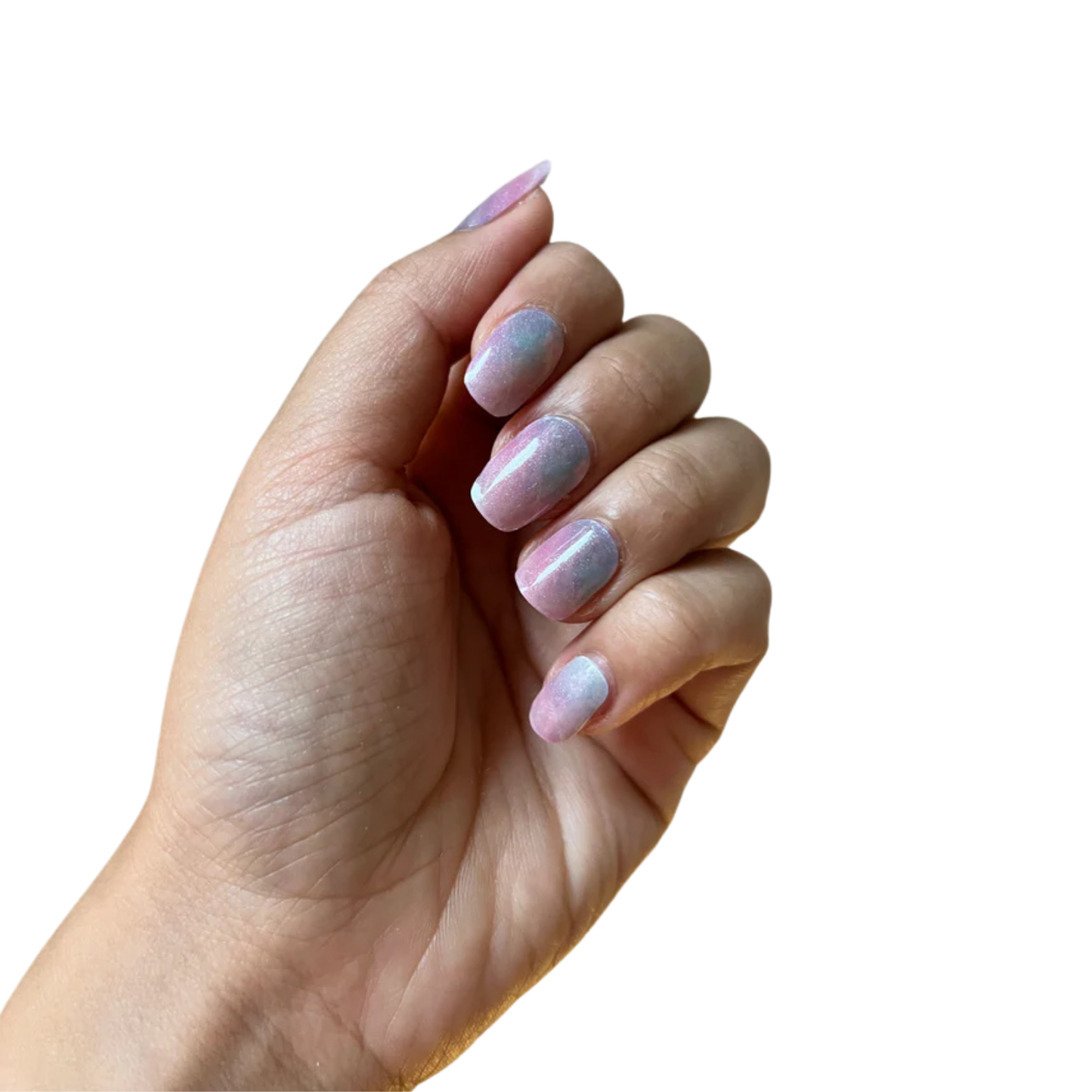 Uñas Gel Semi curado Manicure - Galaxy Rosa Lila con Brillo