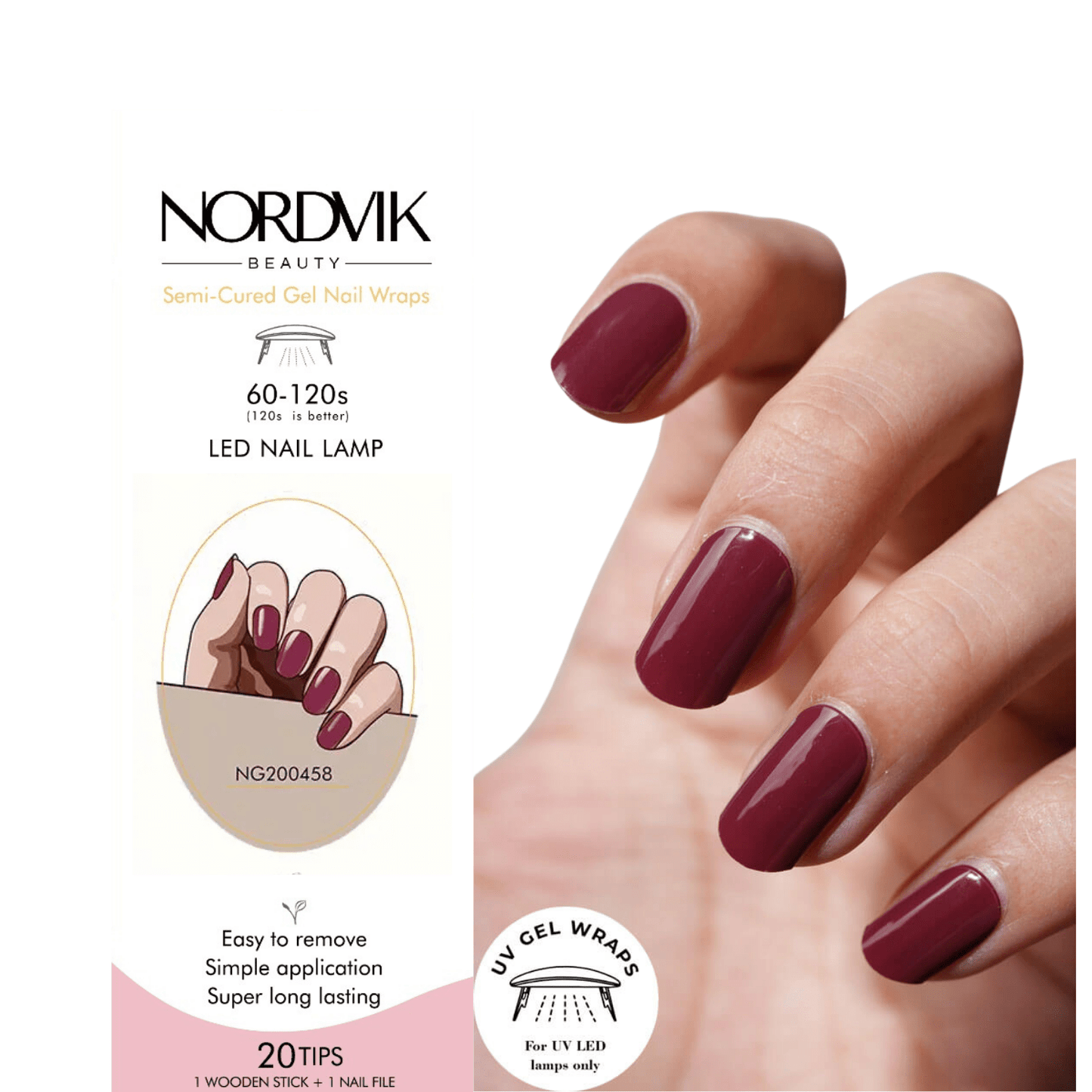 Uñas Gel Semi curado Manicure - Vino Tinto Solido - Nordvik London