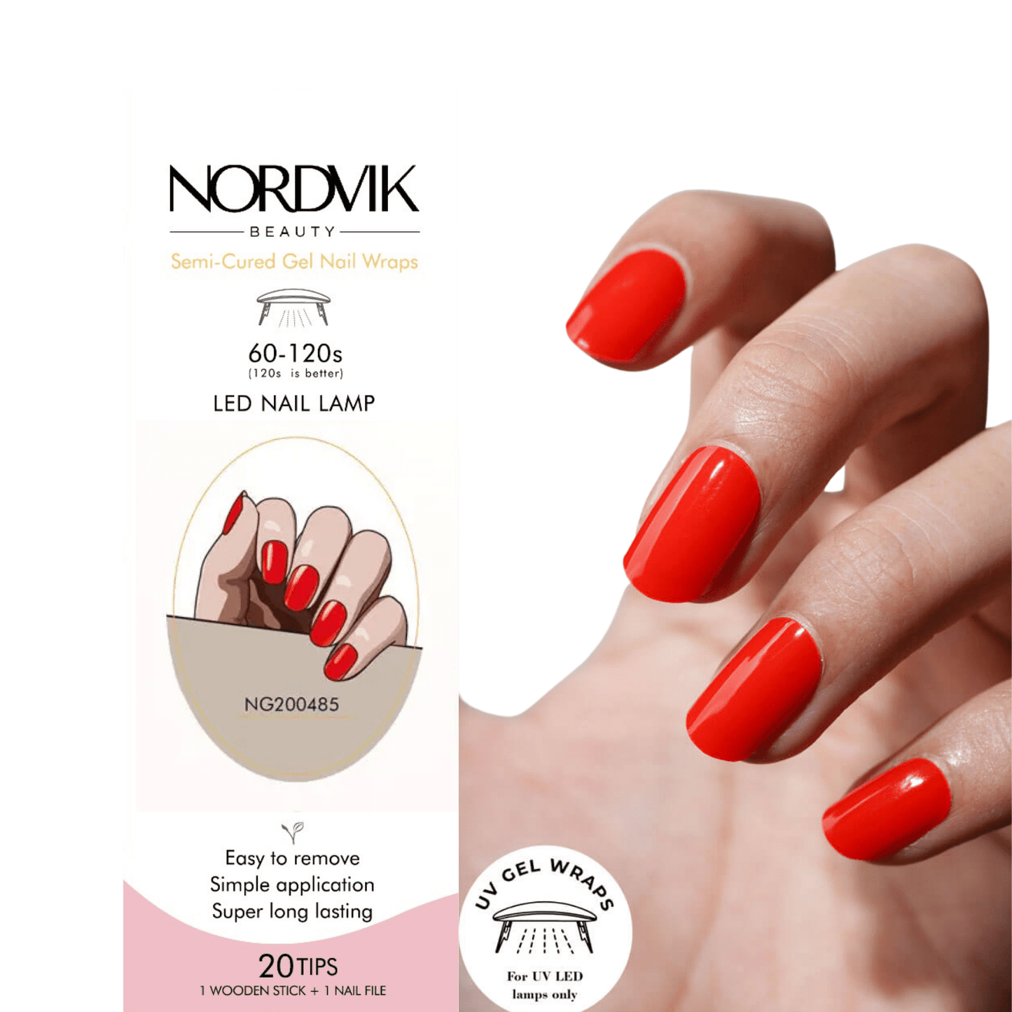 Uñas Gel Semi curado Manicure - Rojo Anaranjado Solido - Nordvik London