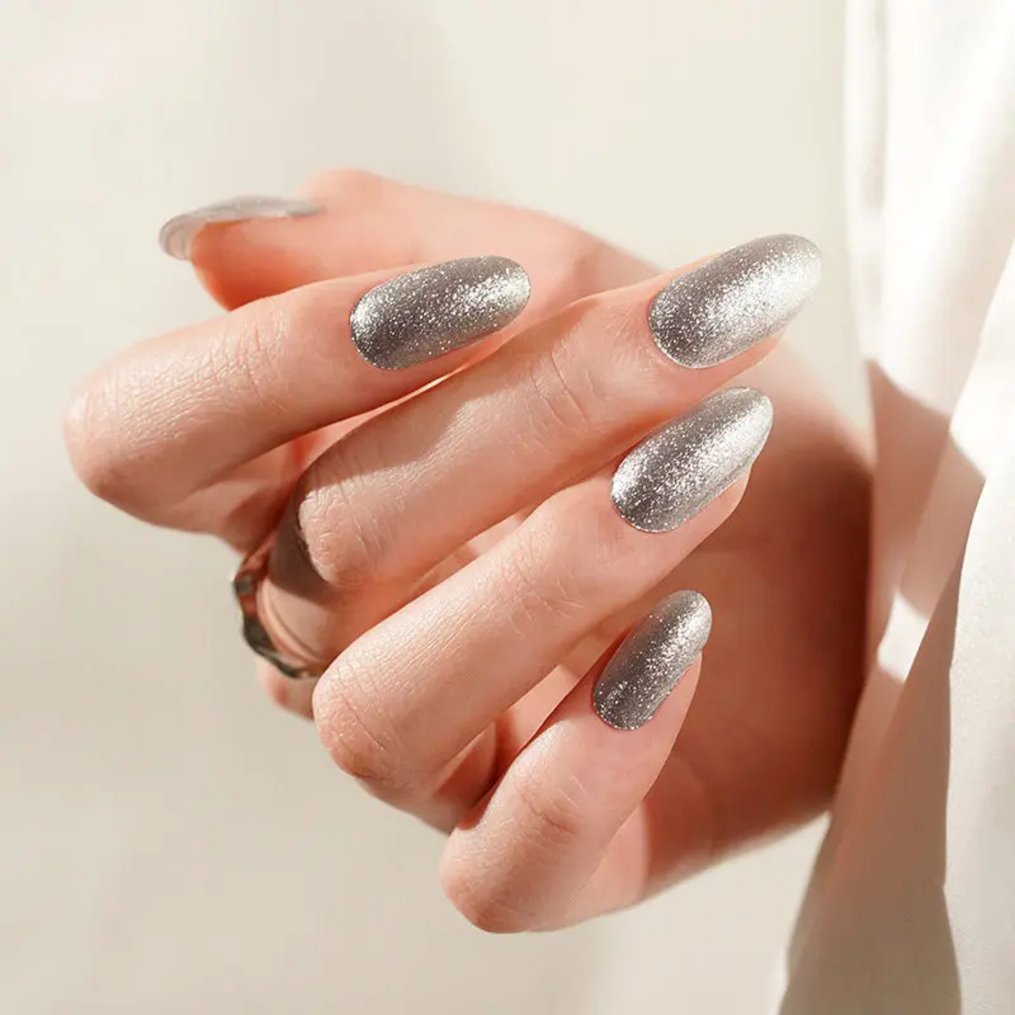 Uñas Gel Semi curado Manicure - Plateadas Metalizadas