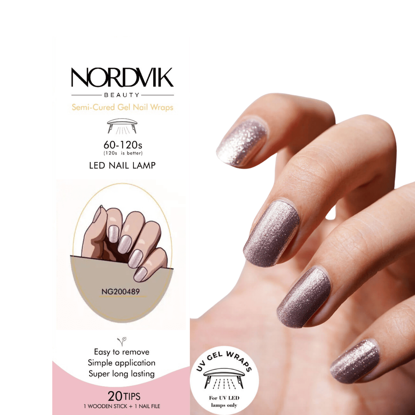 Uñas Gel Semi curado Manicure - Rosadas Metalizadas - Nordvik London