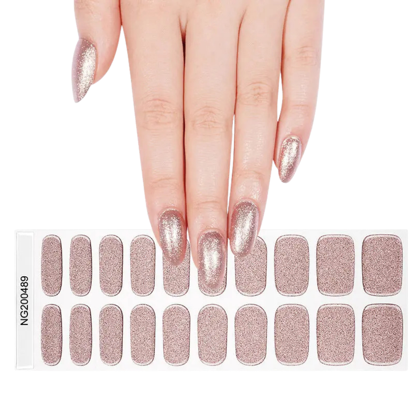 Uñas Gel Semi curado Manicure - Rosadas Metalizadas