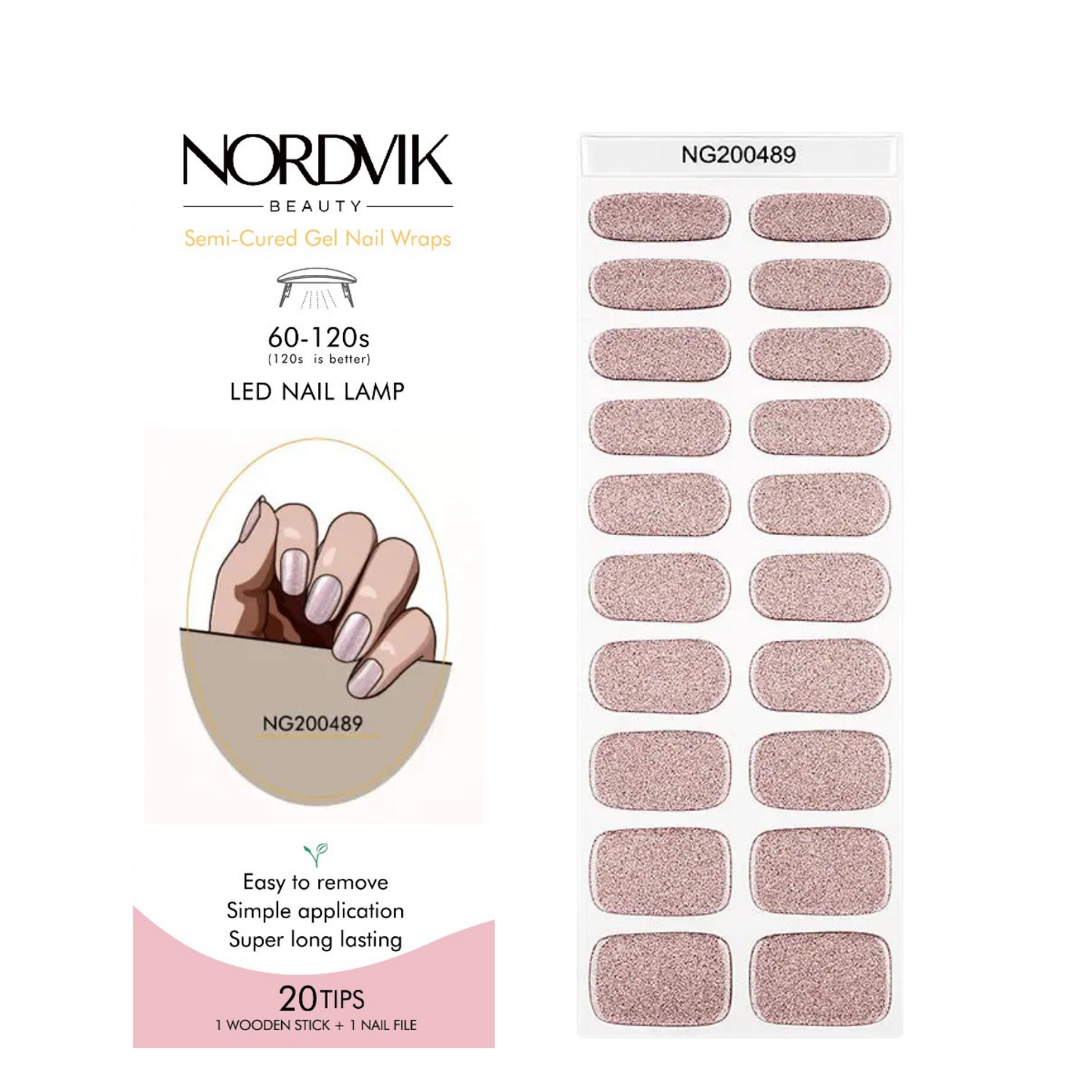 Uñas Gel Semi curado Manicure - Rosadas Metalizadas