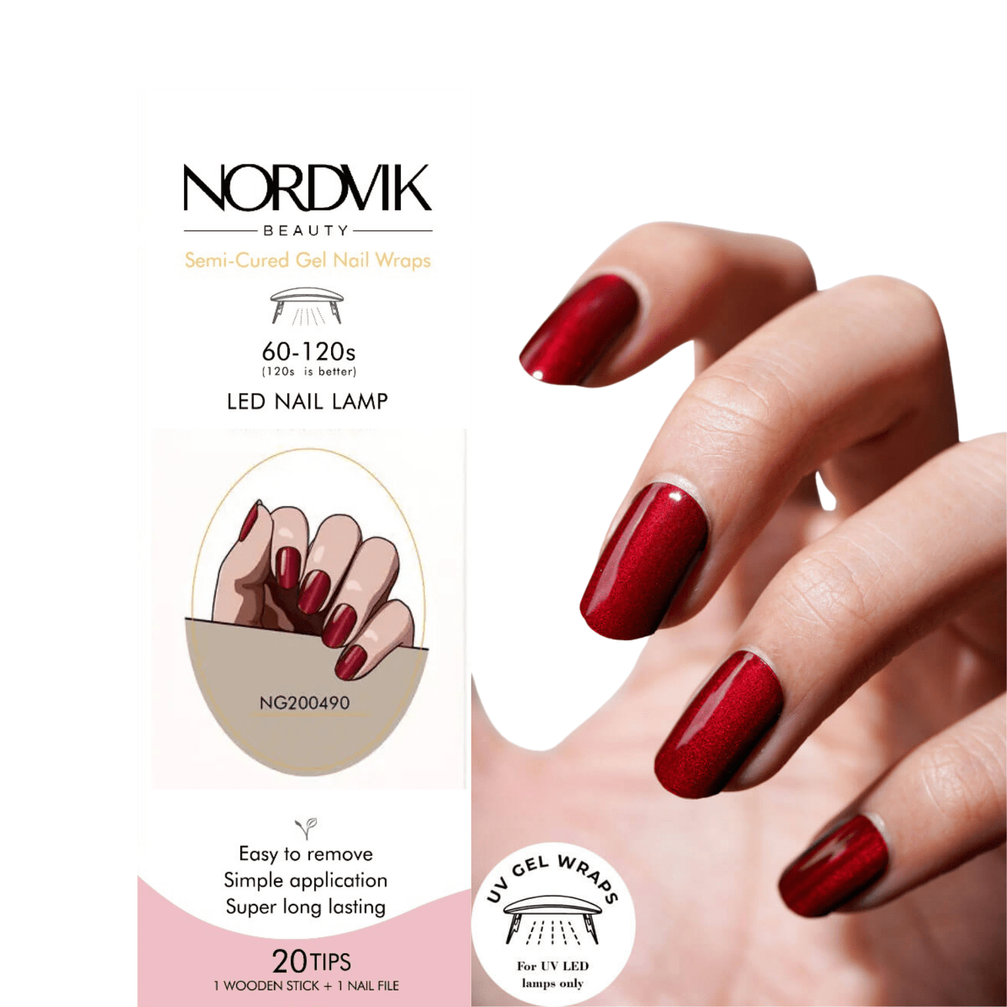 Uñas Gel Semi curado Manicure - Ojo de Gato Vino tinto - Nordvik London