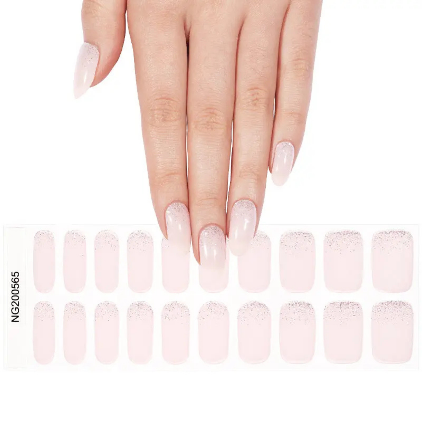 Uñas Gel Semi curado Manicure - Rosa Claro Degradé con Brillo