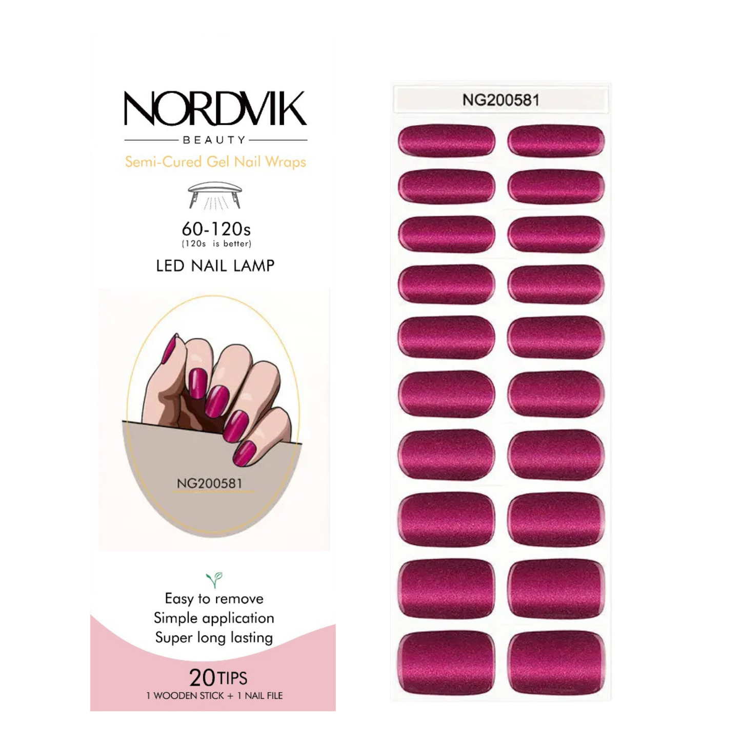 Uñas Gel Semi curado Manicure - Burdeo Metalizado