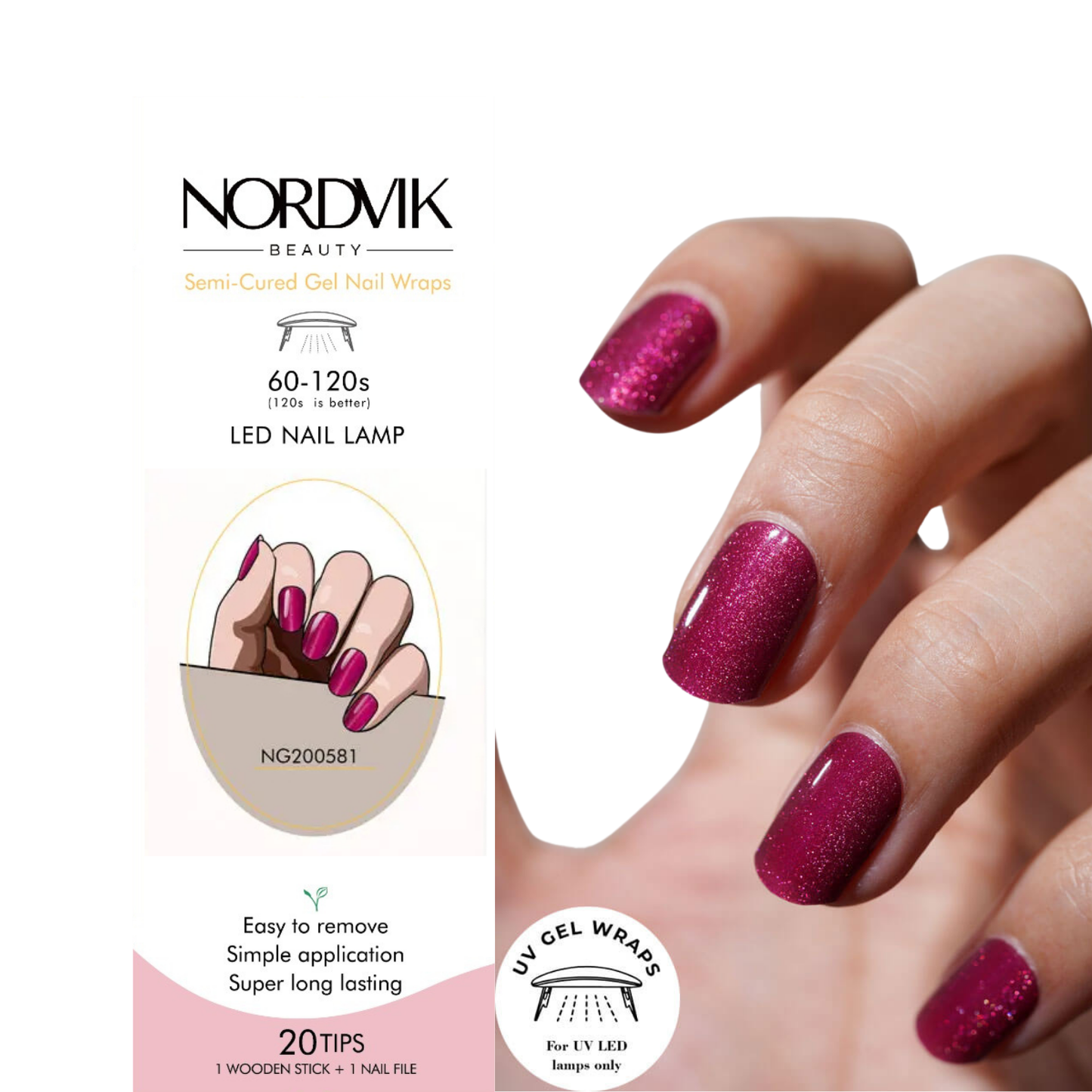 Uñas Gel Semi curado Manicure - Burdeo Metalizado
