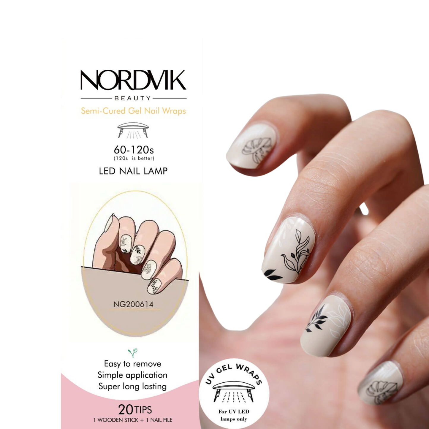 Uñas Gel Semi curado Manicure - Beige Botanico
