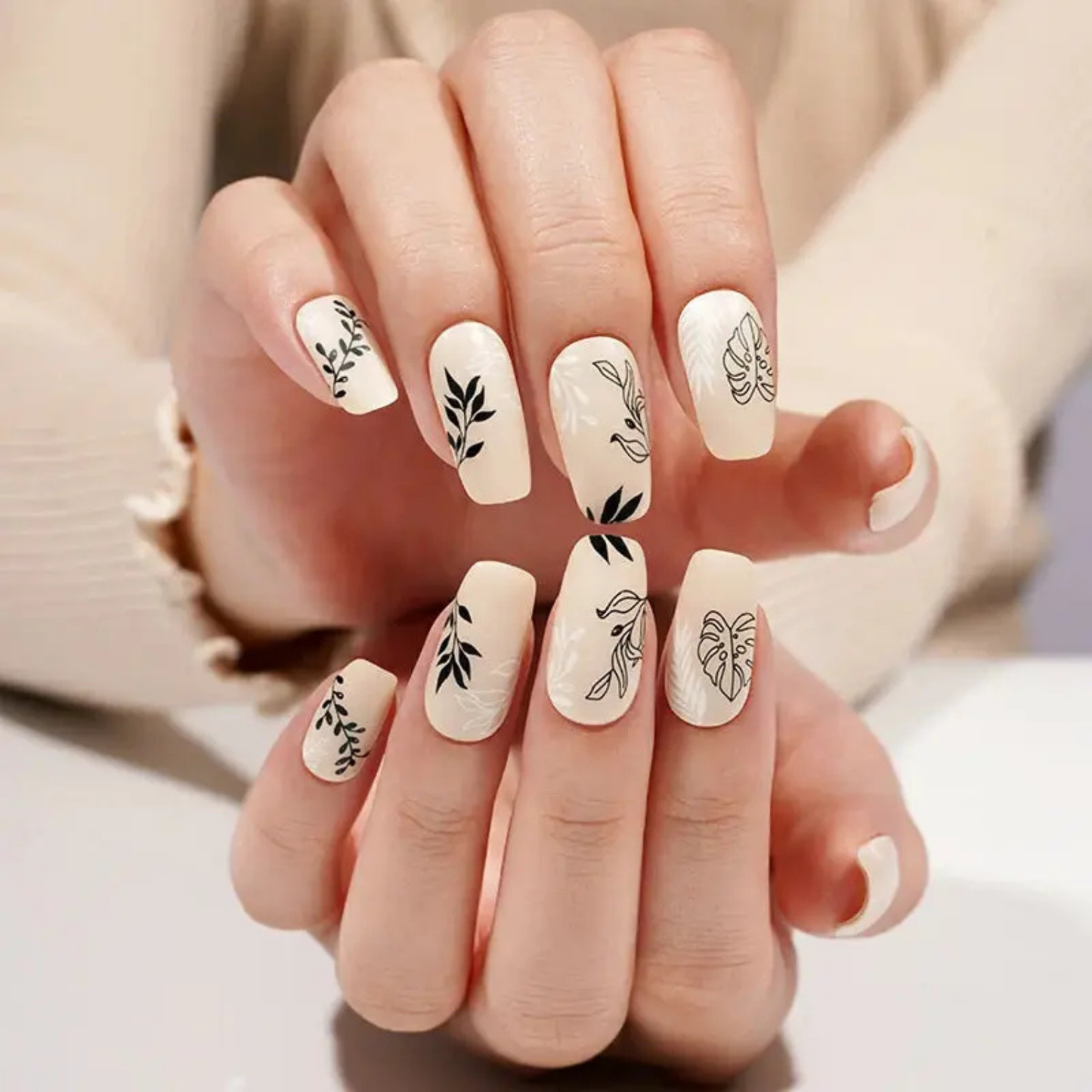 Uñas Gel Semi curado Manicure - Beige Botanico