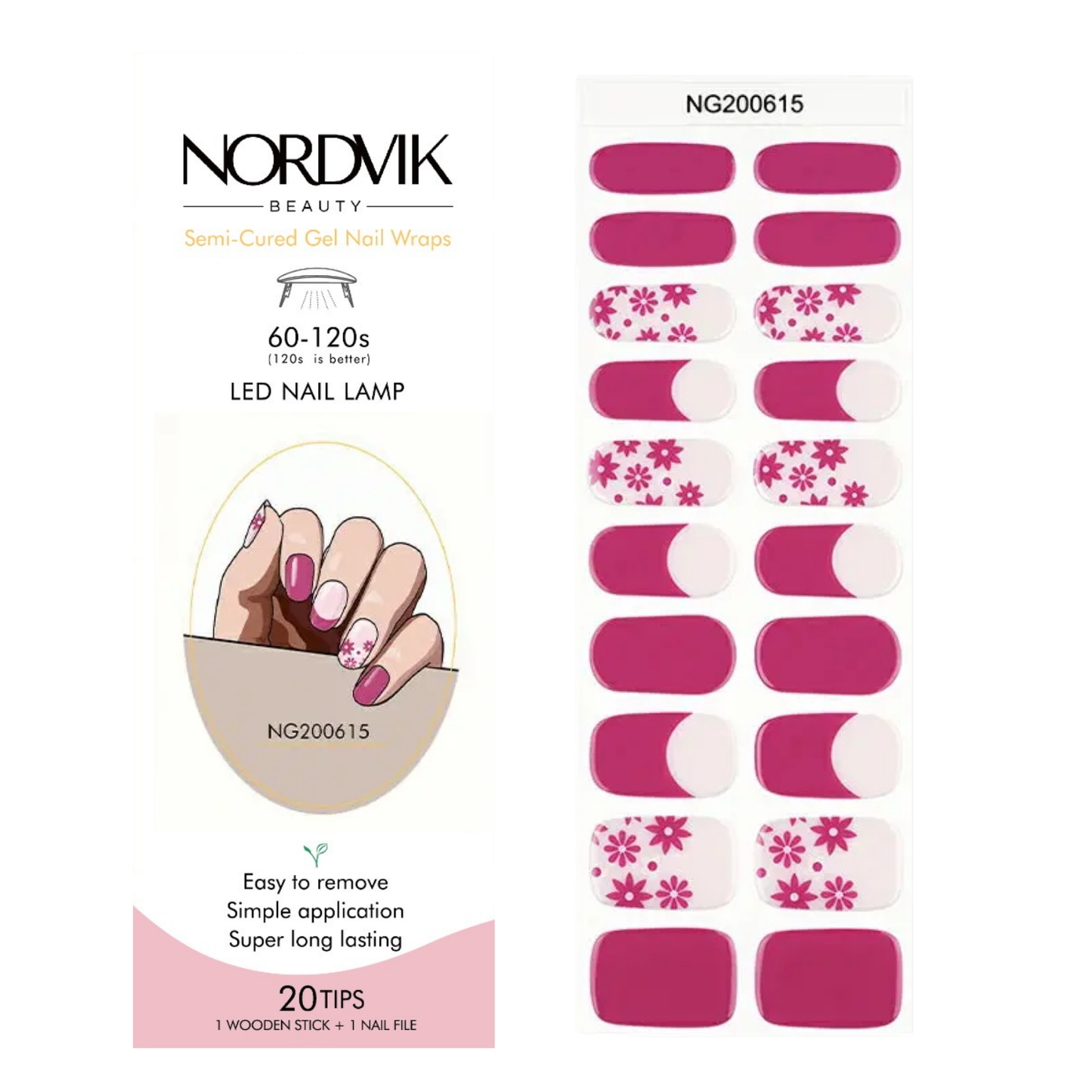 Uñas Gel Semi curado Manicure - Fuscia Primavera Floral