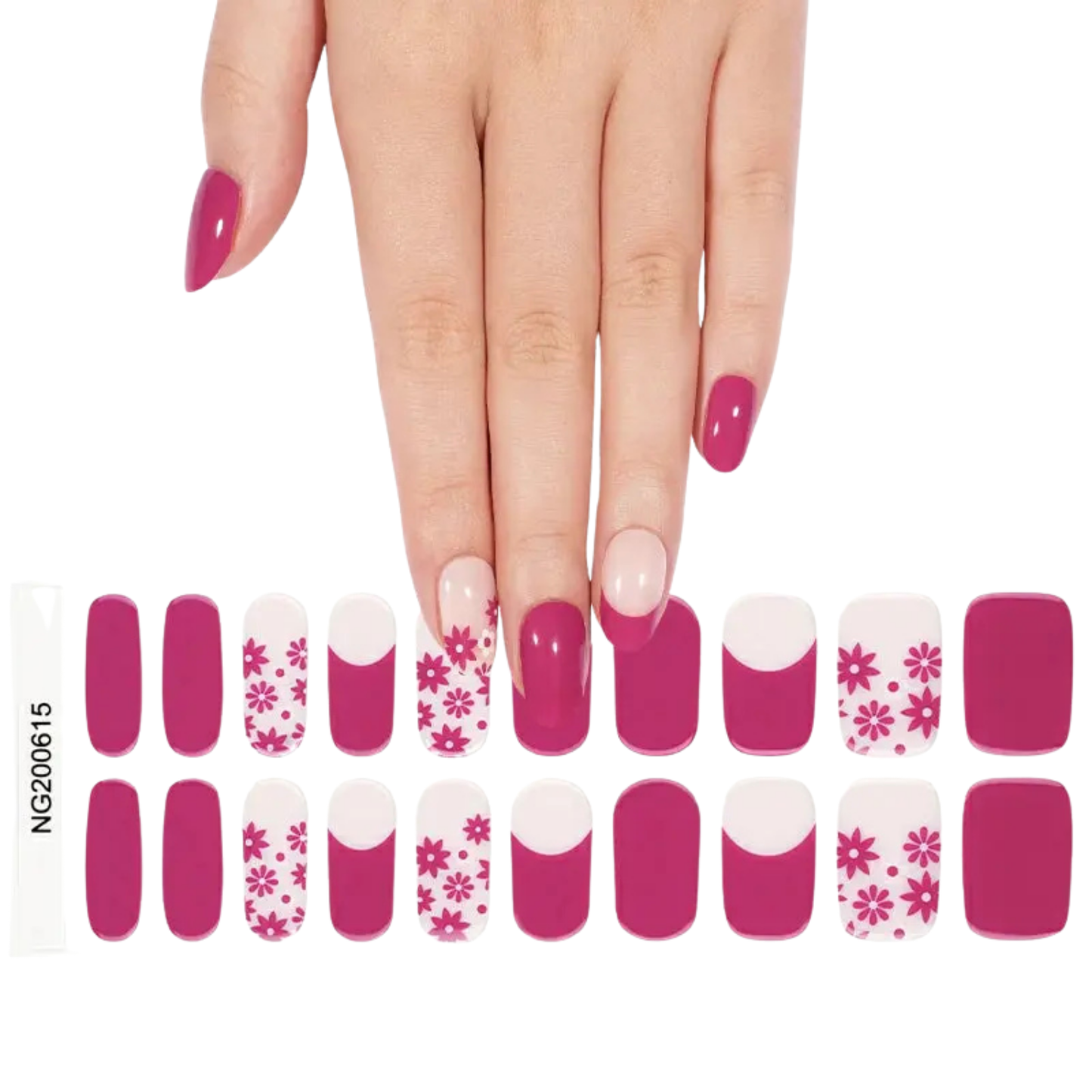 Uñas Gel Semi curado Manicure - Fuscia Primavera Floral