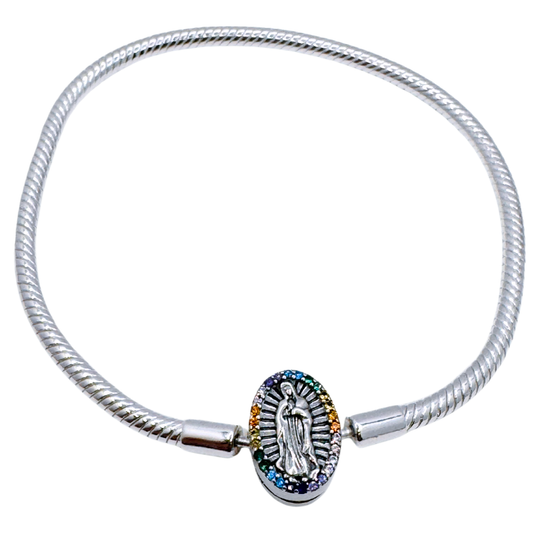 Pulsera Charms Virgen Rainbow - Silver