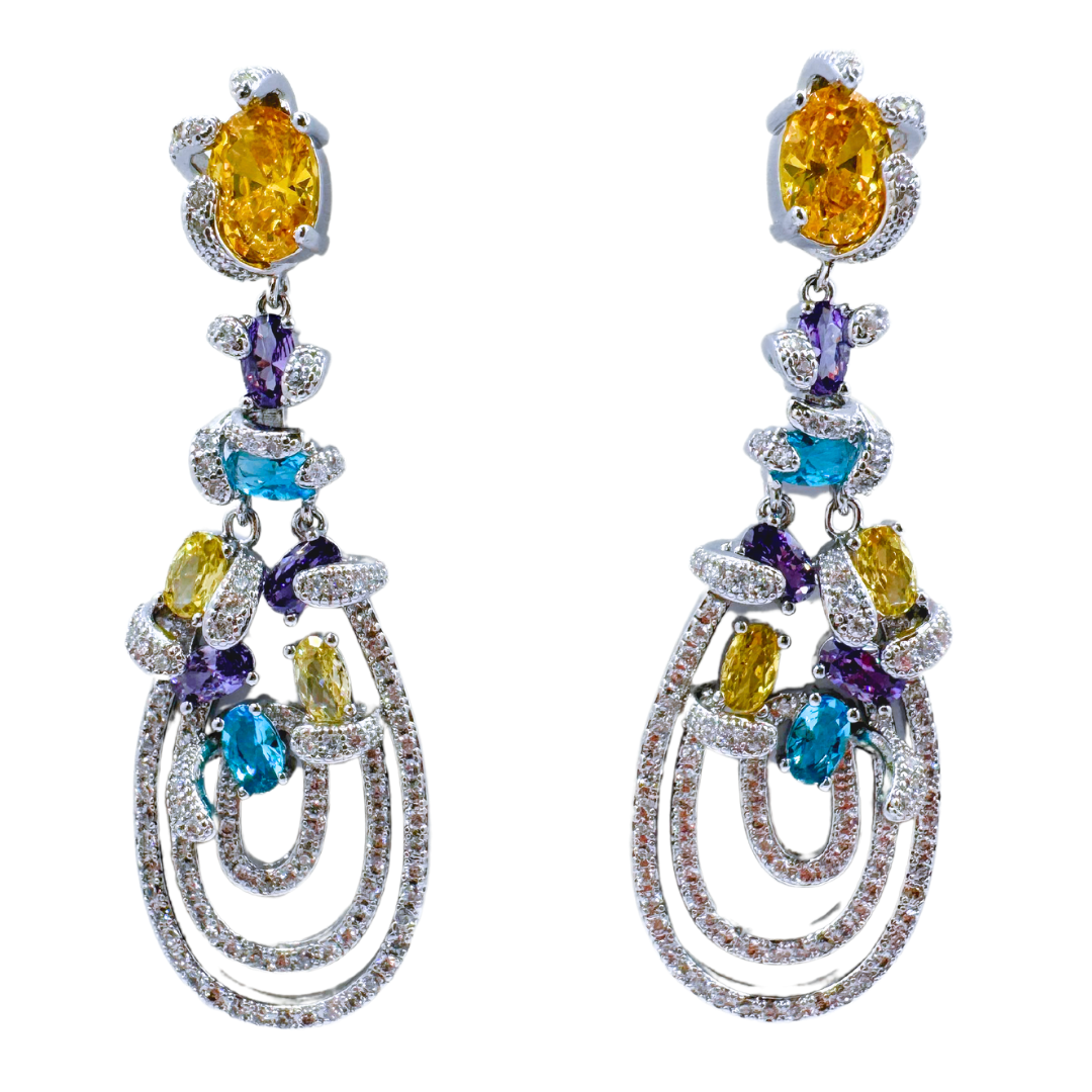 Aros De Fiesta Coloridos - Silver