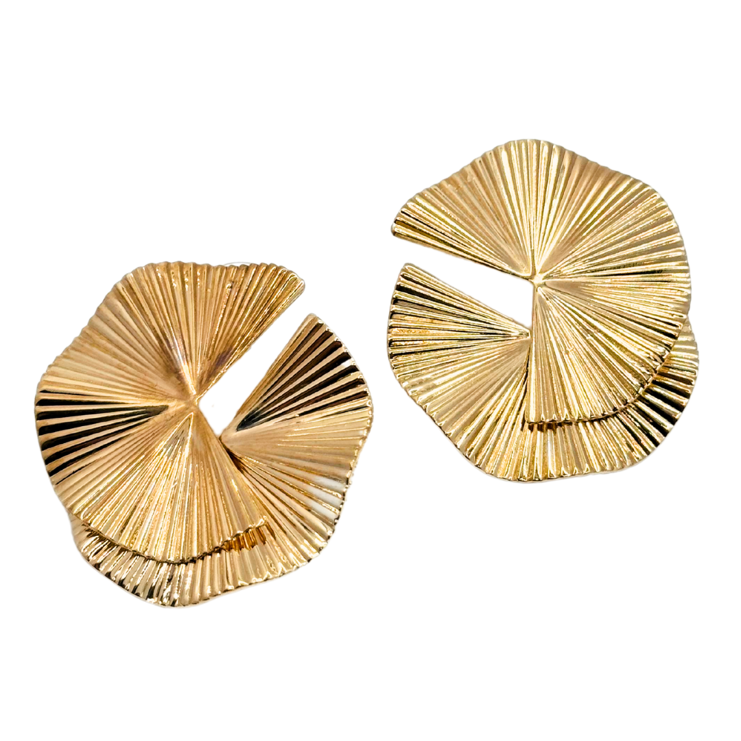 Aros De Fiesta Abanico Retro - Gold