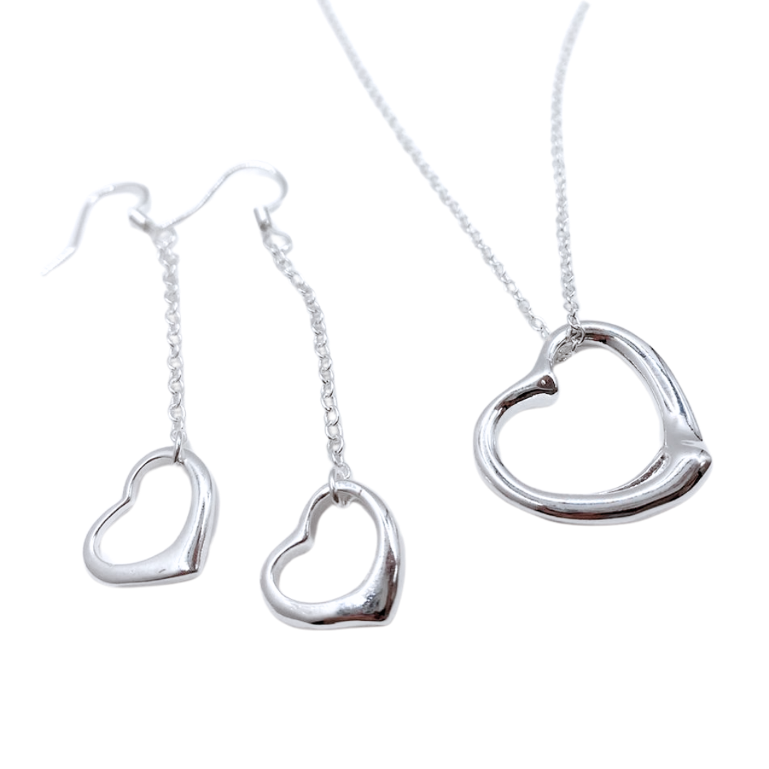 Conjunto Corazones Drop - Silver