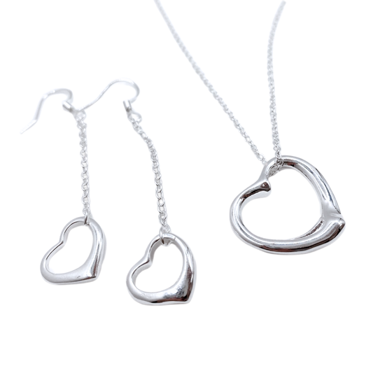 Conjunto Corazones Drop - Silver