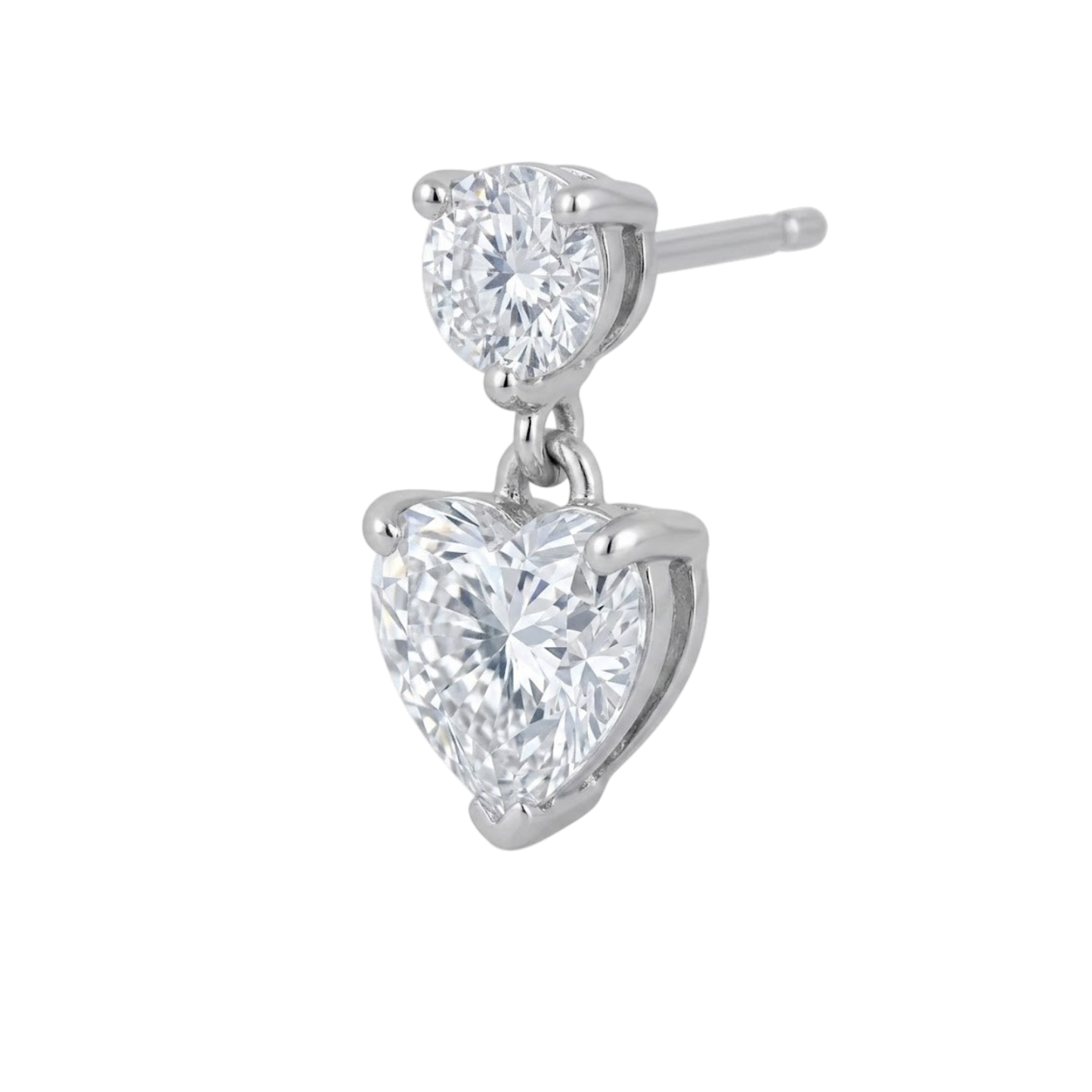 Aros Pegados Corazón Circonita Blanca | Silve