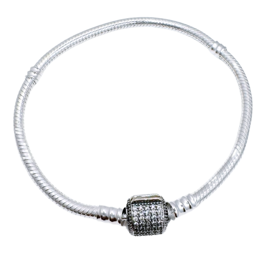 Pulsera Charms Barril Pavé - Silver