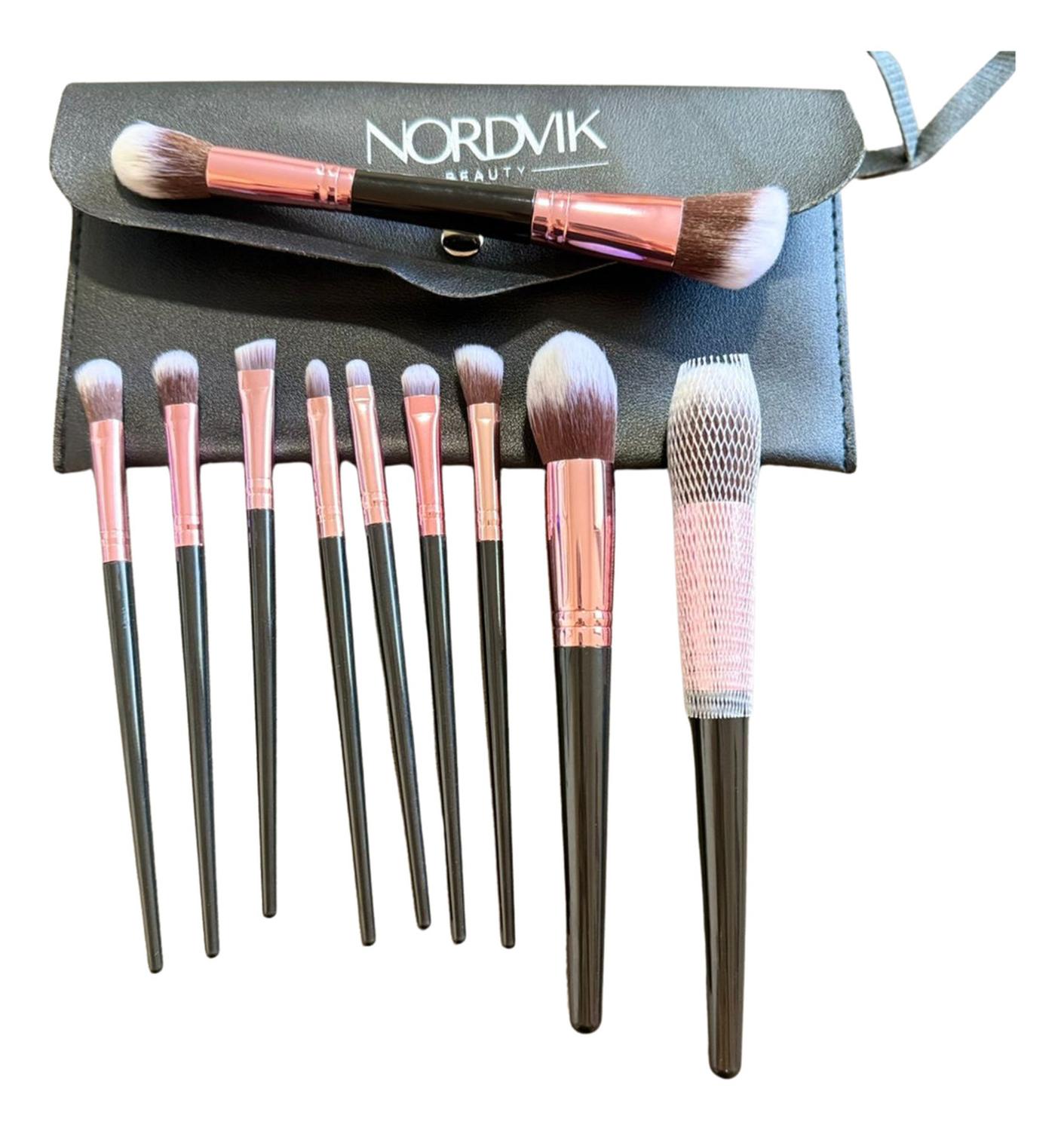 Set 10 Brochas Pinceles Maquillaje Profesional + Estuche Negro - Nordvik London