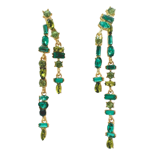 Aros Fiesta Verde Largos - Gold