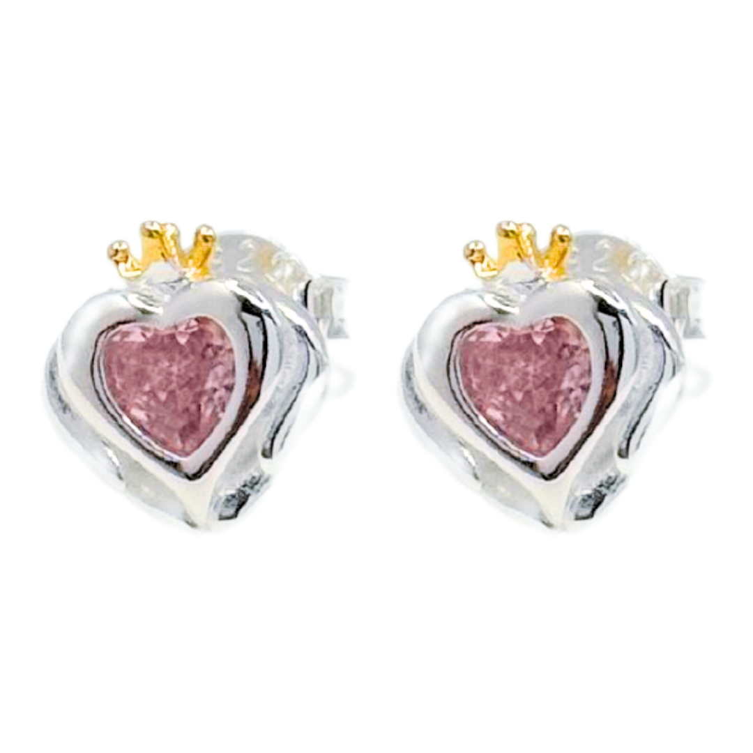 Aros Detente Corazón Rosa - Silver