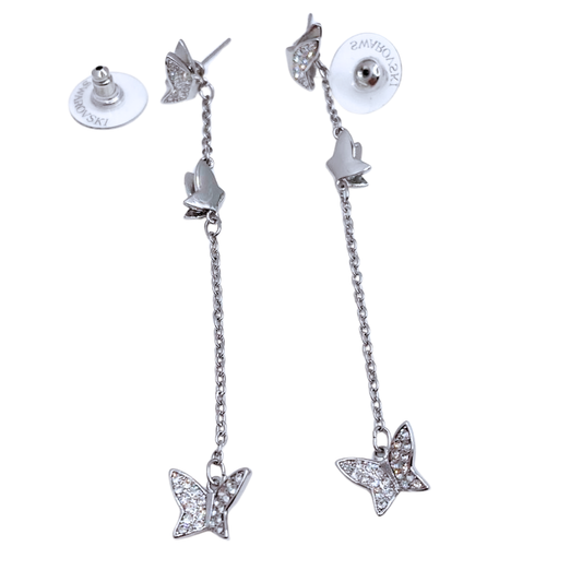 Aros Colgantes Mariposa Pavé - Silver